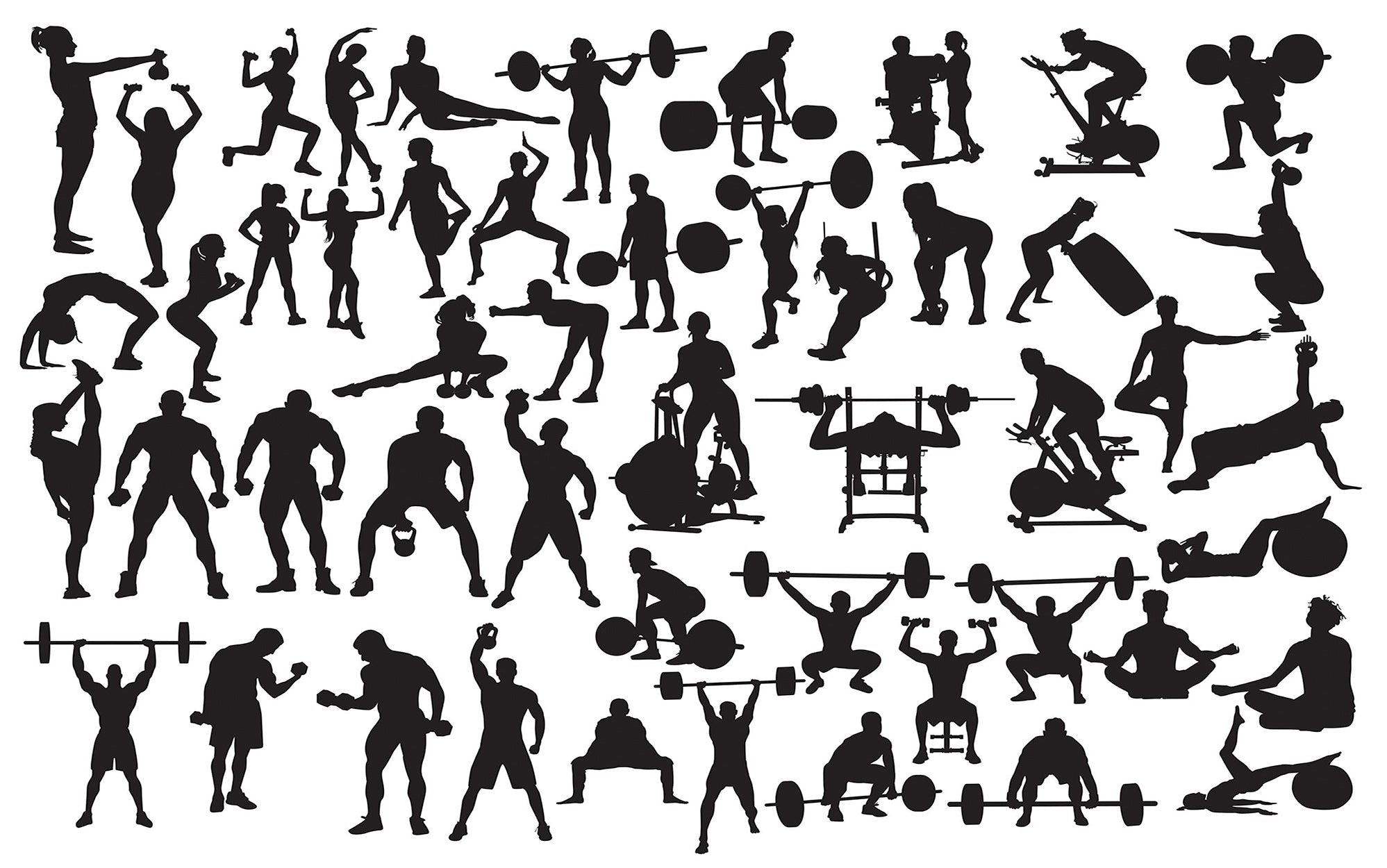 Premium Peel & Stick Wall Mural - Fitness Silhouette