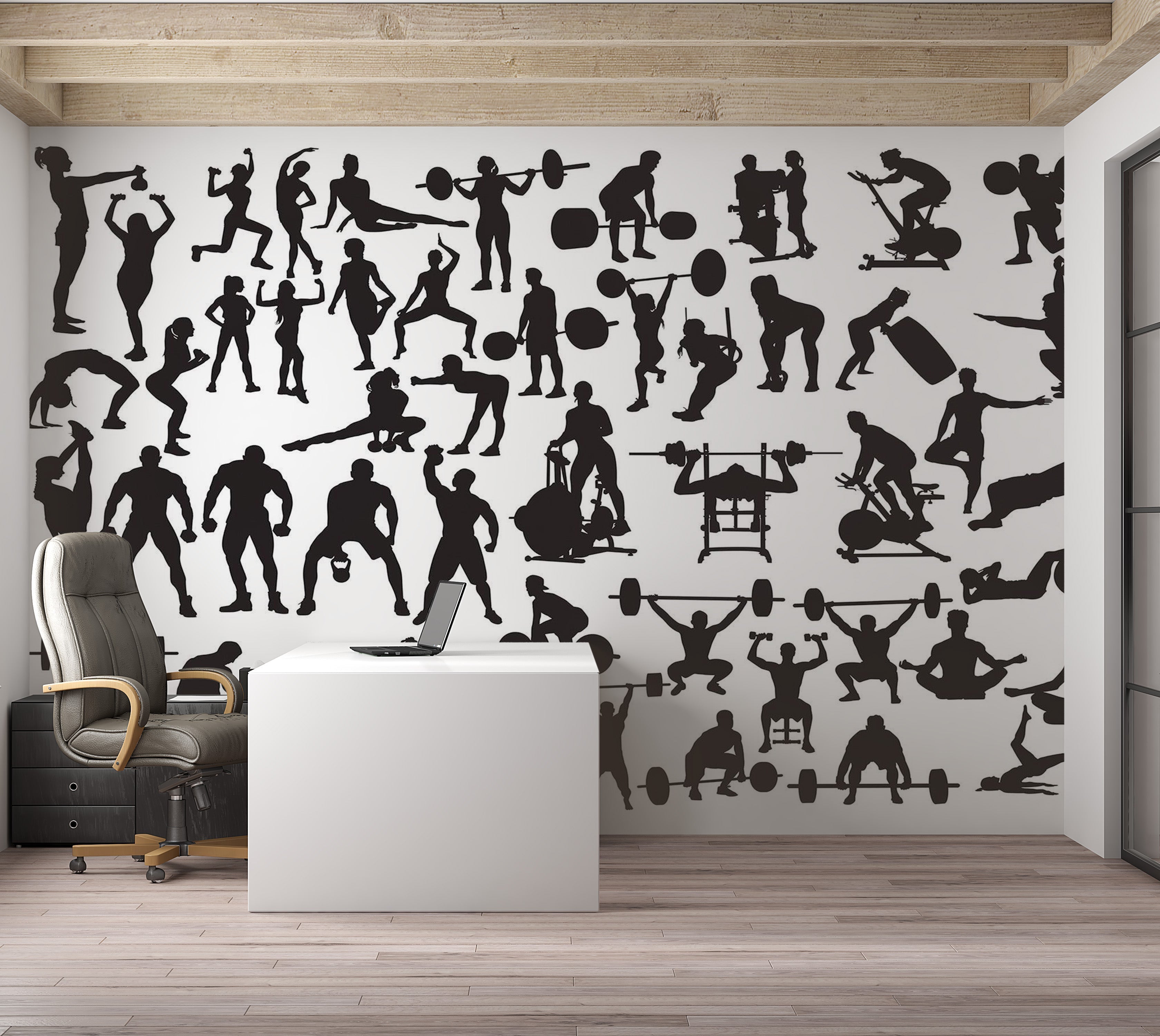 Premium Peel & Stick Wall Mural - Fitness Silhouette