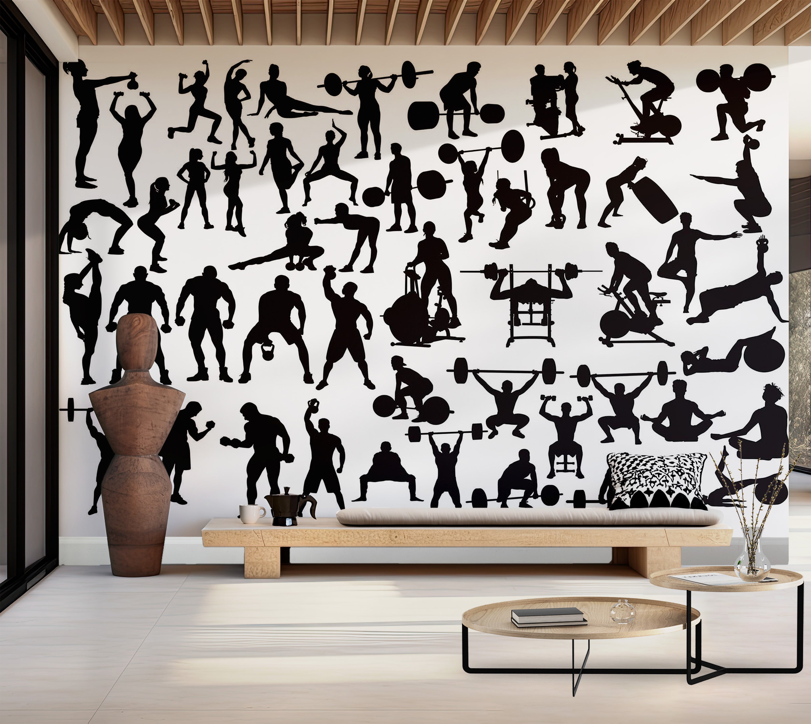 Premium Peel & Stick Wall Mural - Fitness Silhouette