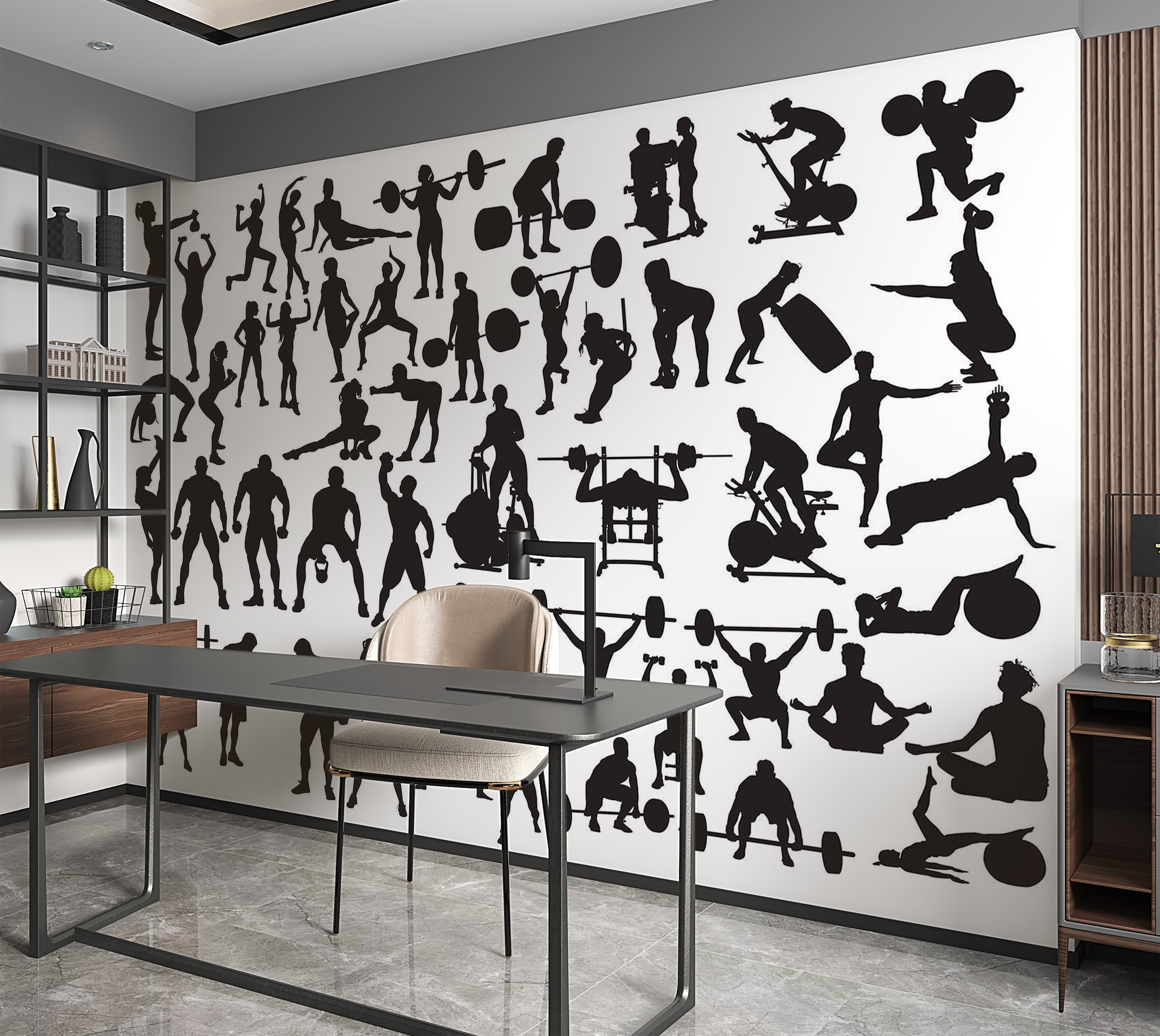 Premium Peel & Stick Wall Mural - Fitness Silhouette