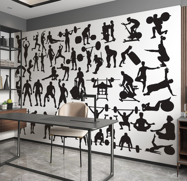 Premium Peel & Stick Wall Mural - Fitness Silhouette