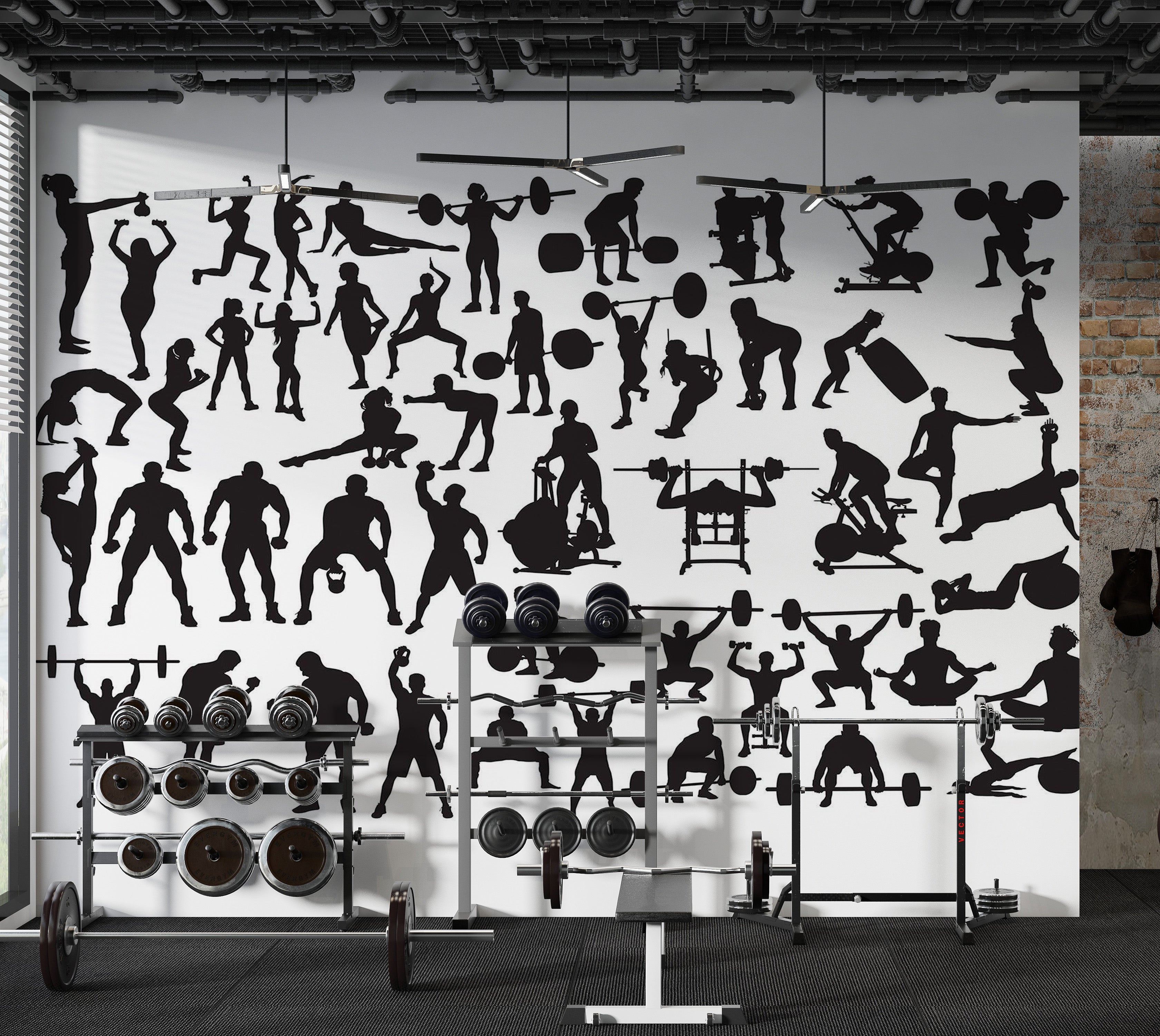 Premium Peel & Stick Wall Mural - Fitness Silhouette