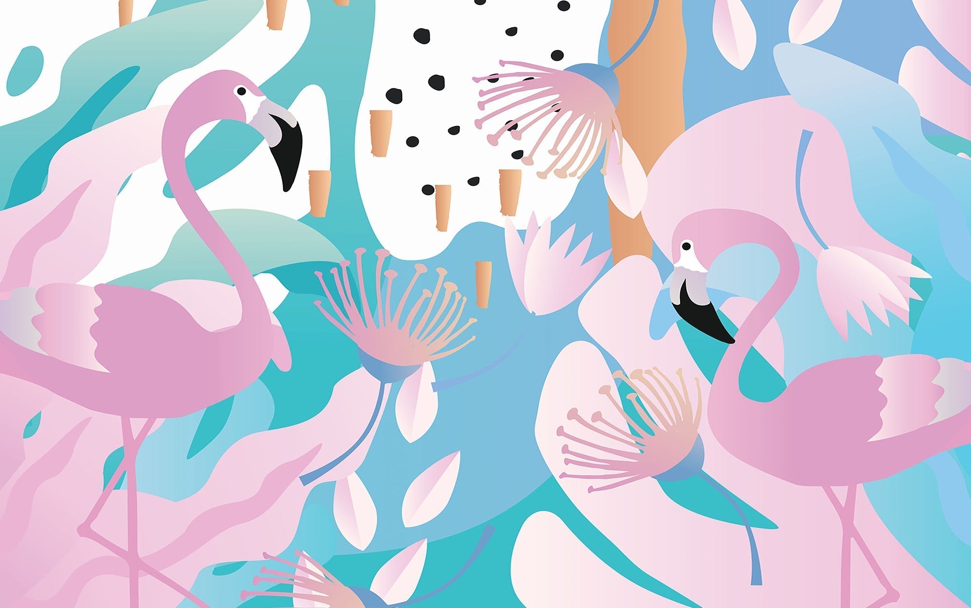 Premium Peel & Stick Wall Mural - Flamingo Paradise