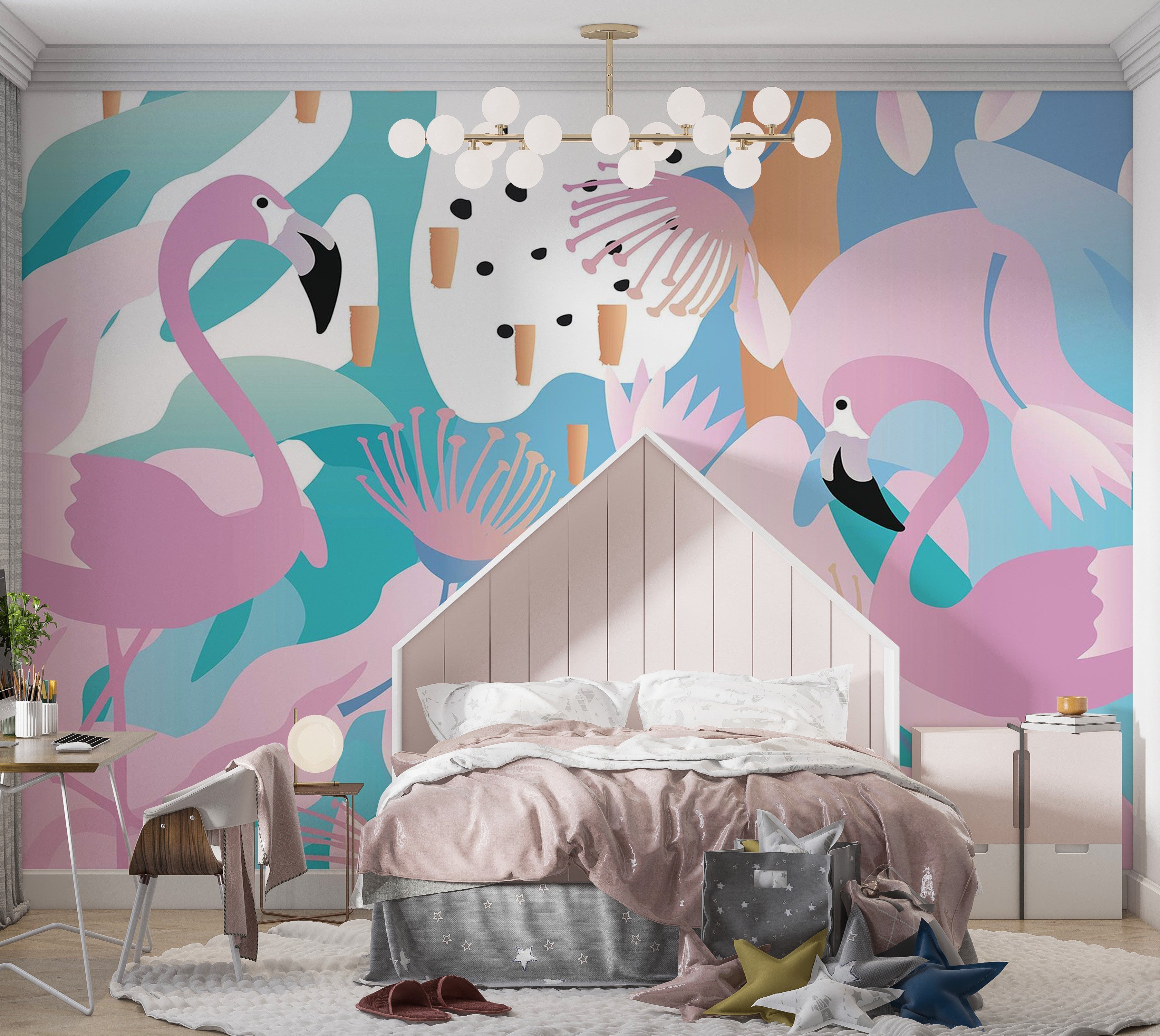 Premium Peel & Stick Wall Mural - Flamingo Paradise