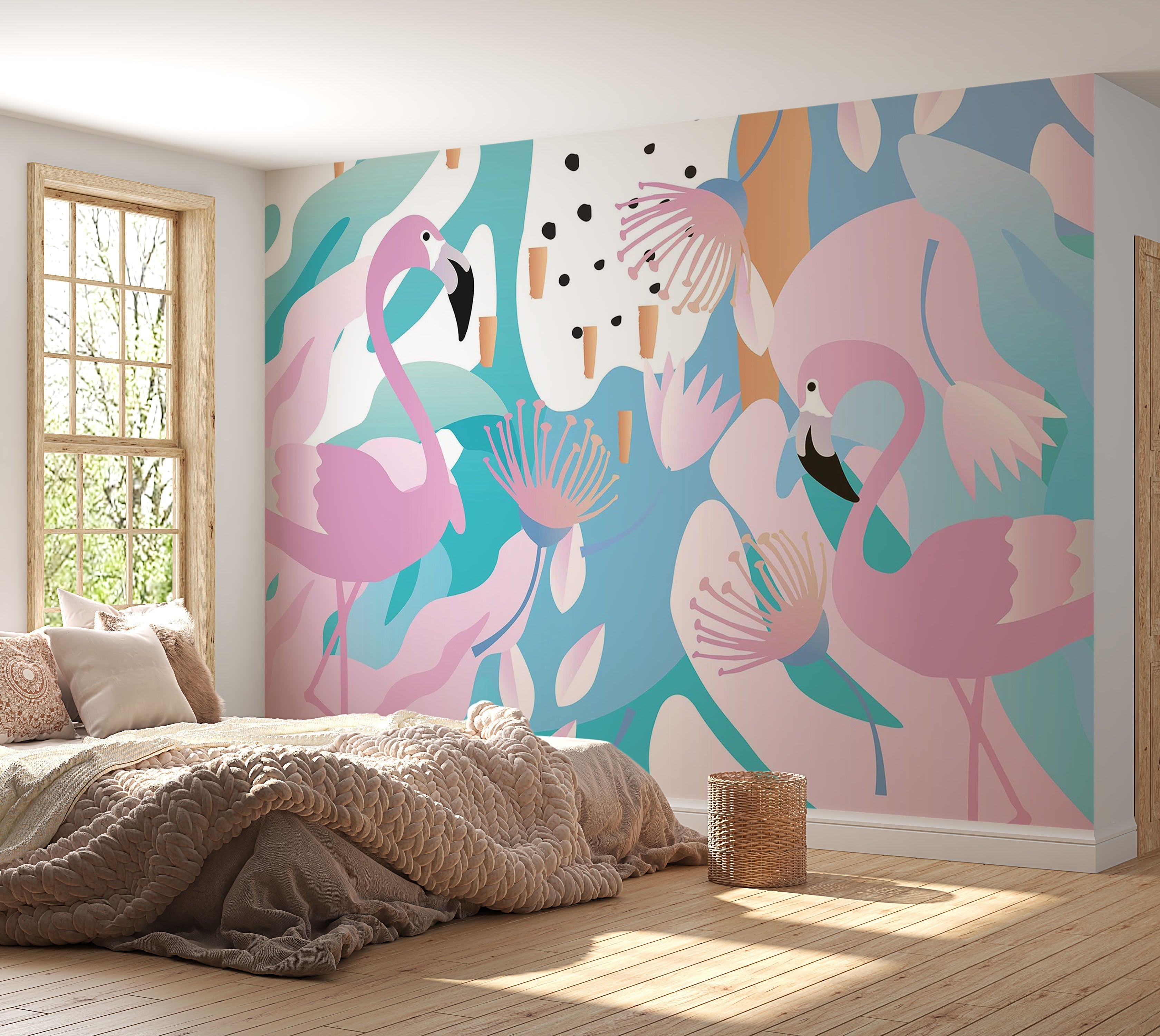 Premium Peel & Stick Wall Mural - Flamingo Paradise