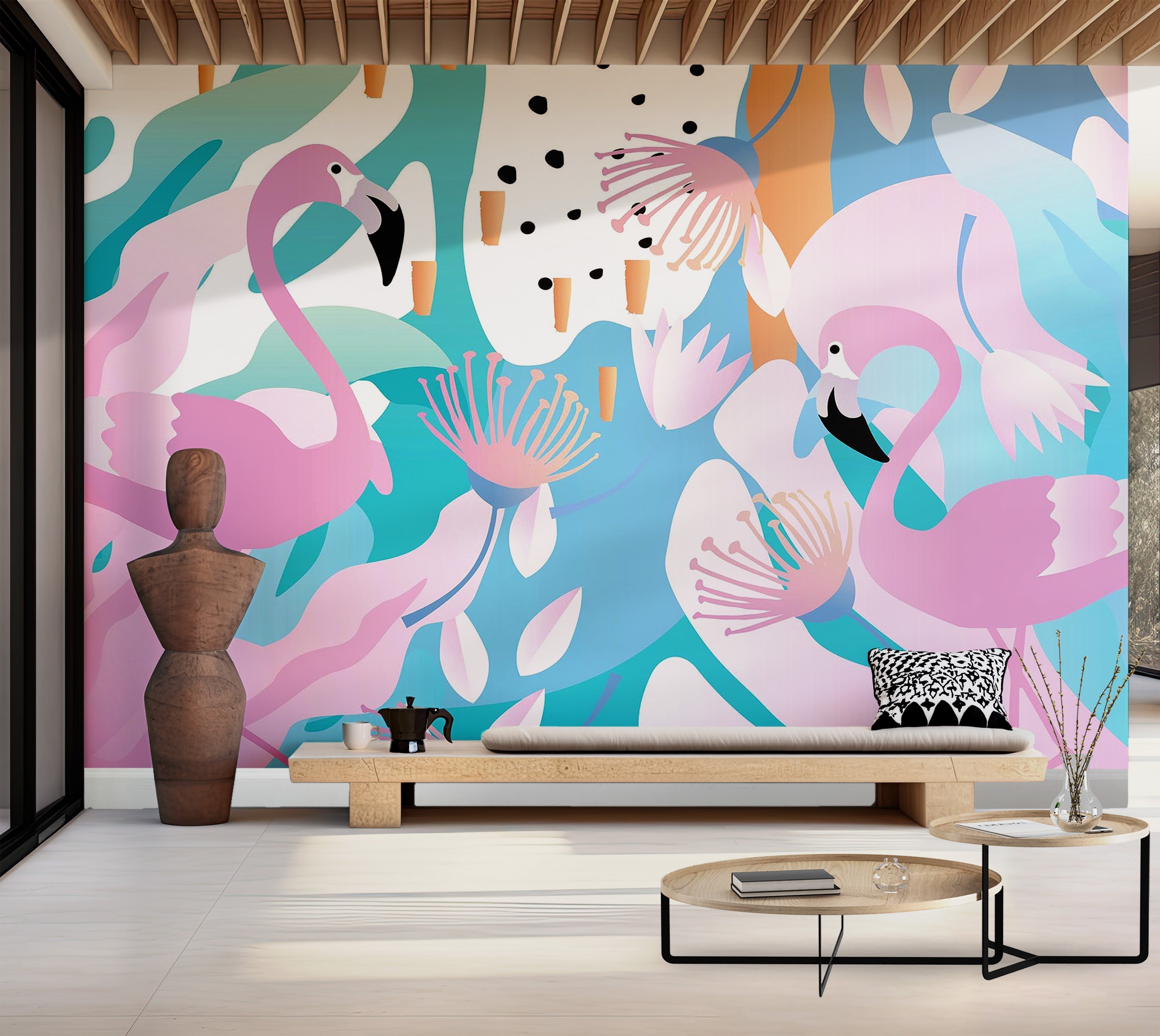 Premium Peel & Stick Wall Mural - Flamingo Paradise