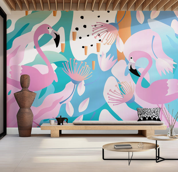 Premium Peel & Stick Wall Mural - Flamingo Paradise