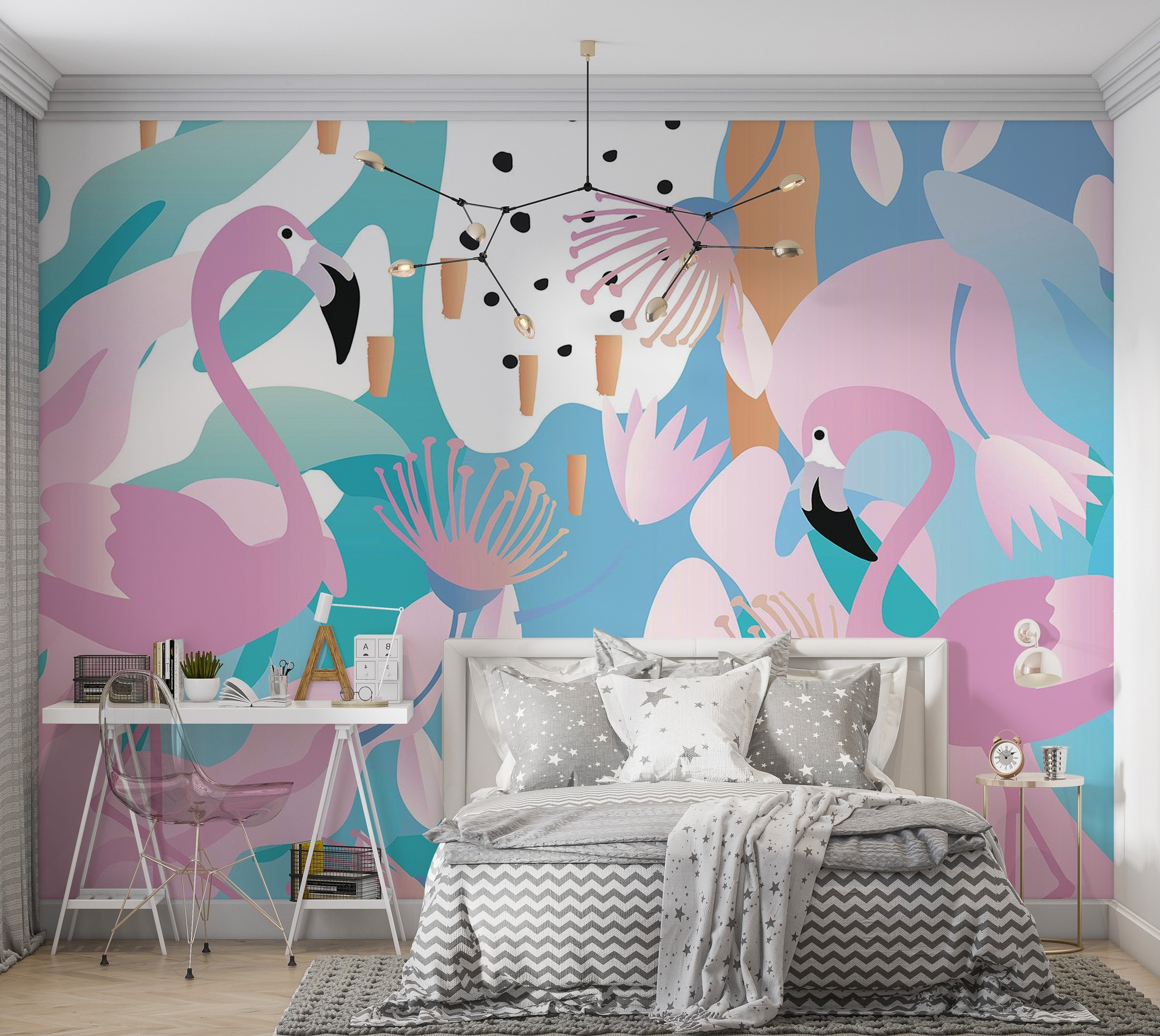 Premium Peel & Stick Wall Mural - Flamingo Paradise