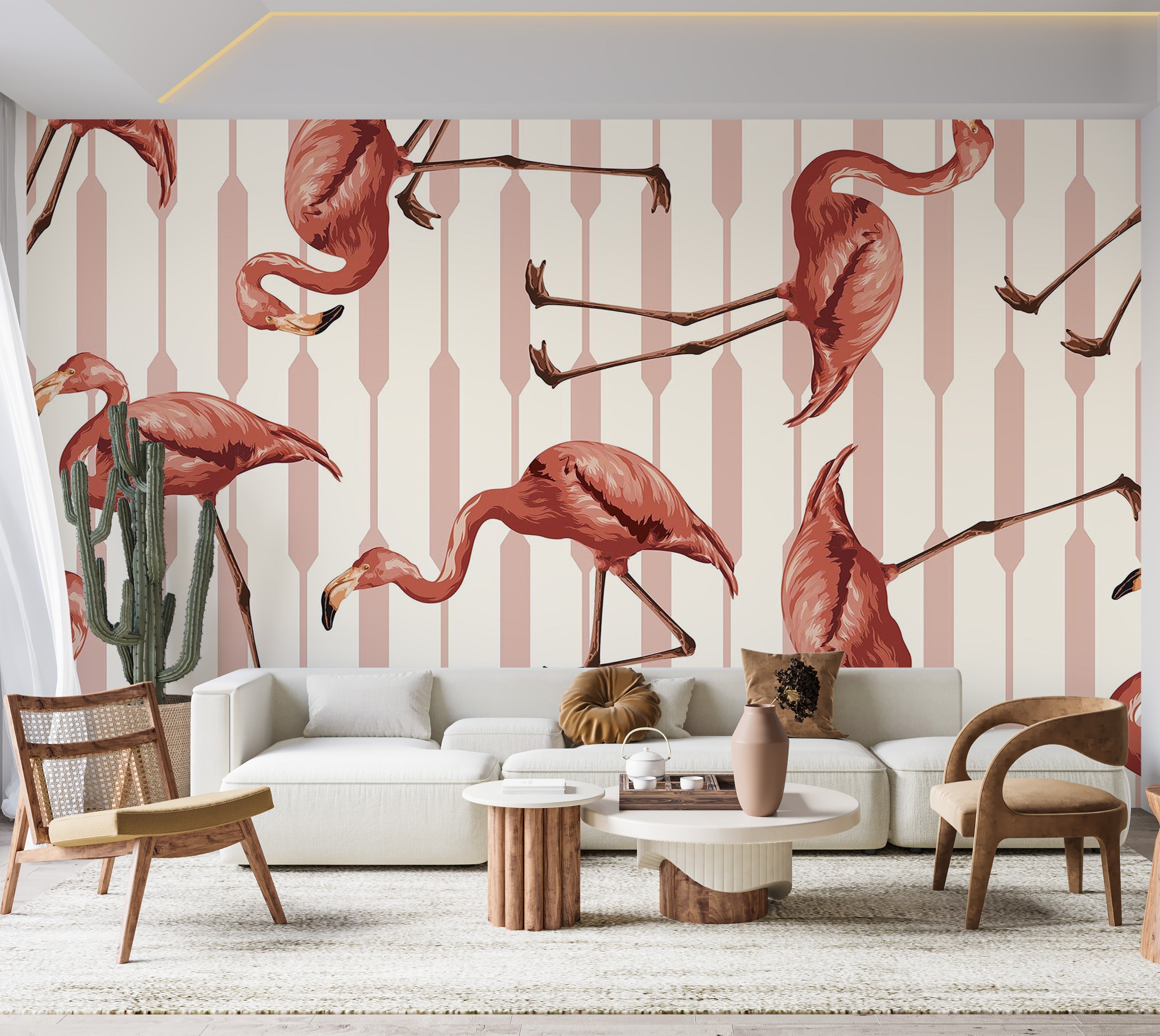 Premium Peel & Stick Wall Mural - Flamingo Pattern