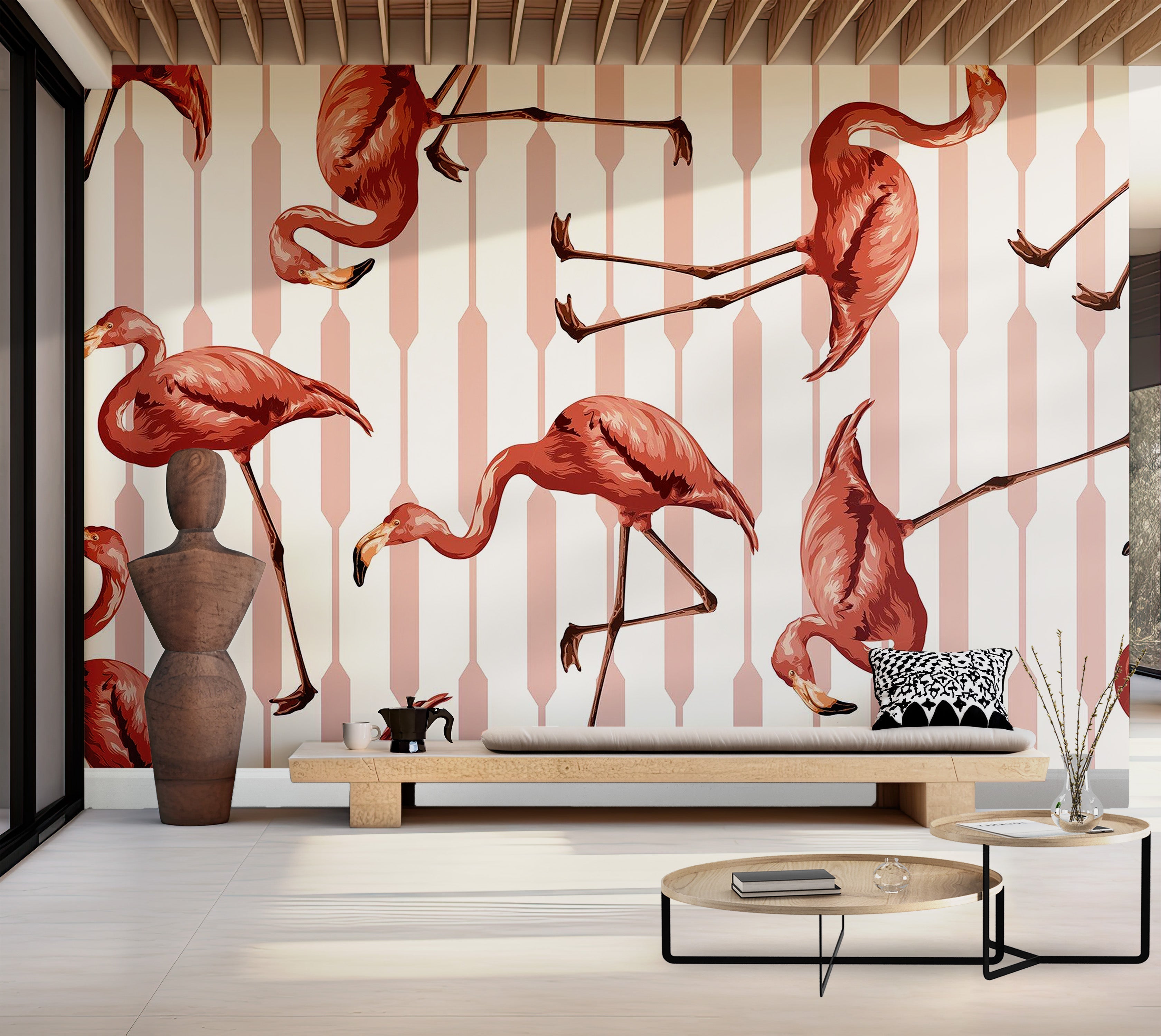 Premium Peel & Stick Wall Mural - Flamingo Pattern