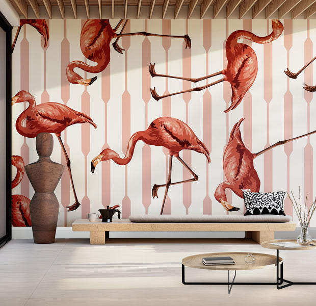 Premium Peel & Stick Wall Mural - Flamingo Pattern
