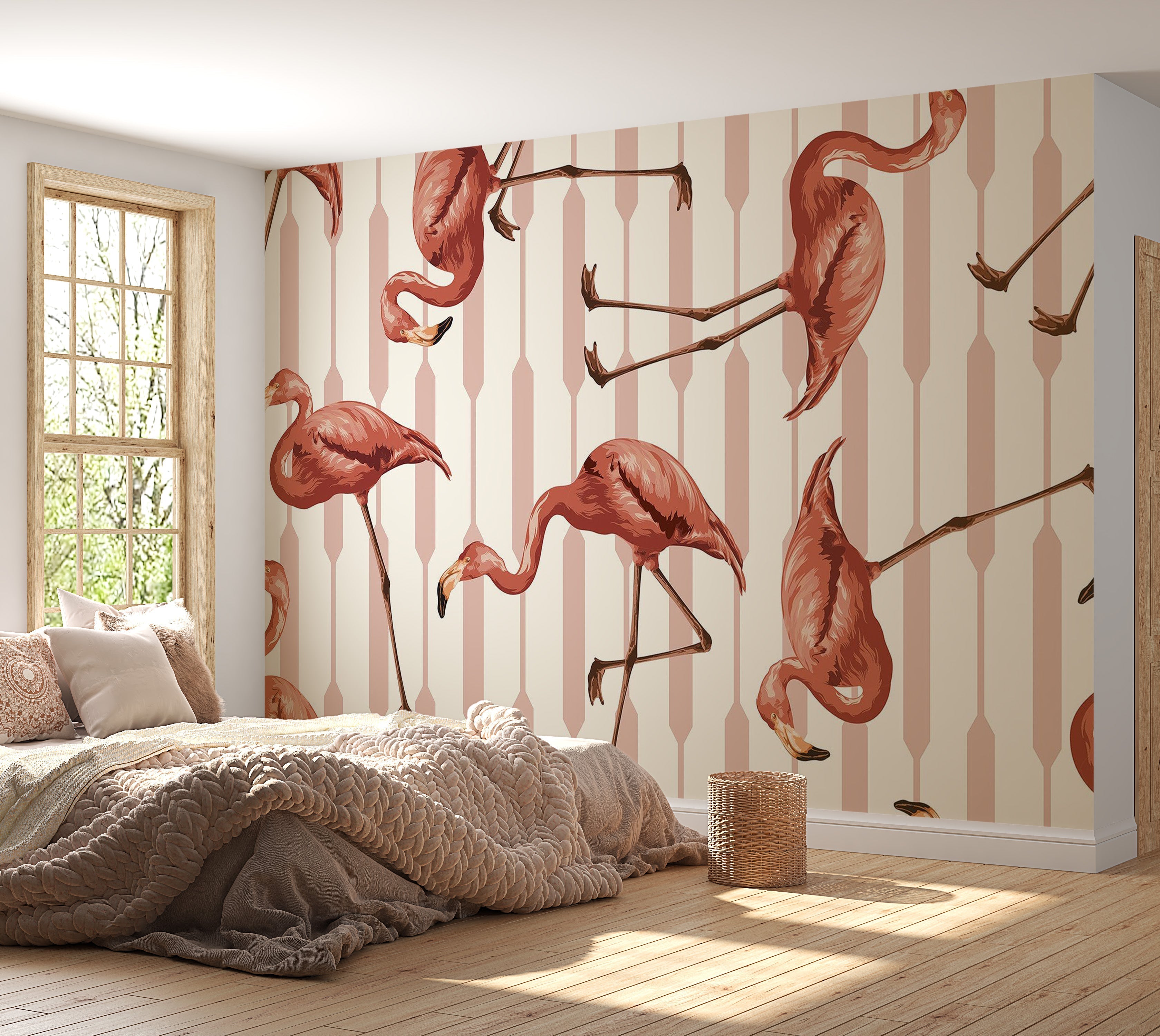 Premium Peel & Stick Wall Mural - Flamingo Pattern