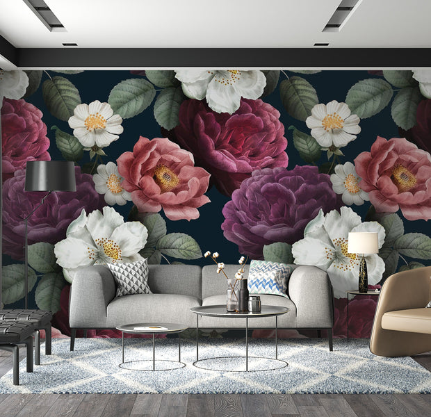 Premium Wallpaper Wall Mural - Floral Blossom 60"Wx40"H / Non-Woven Fleece