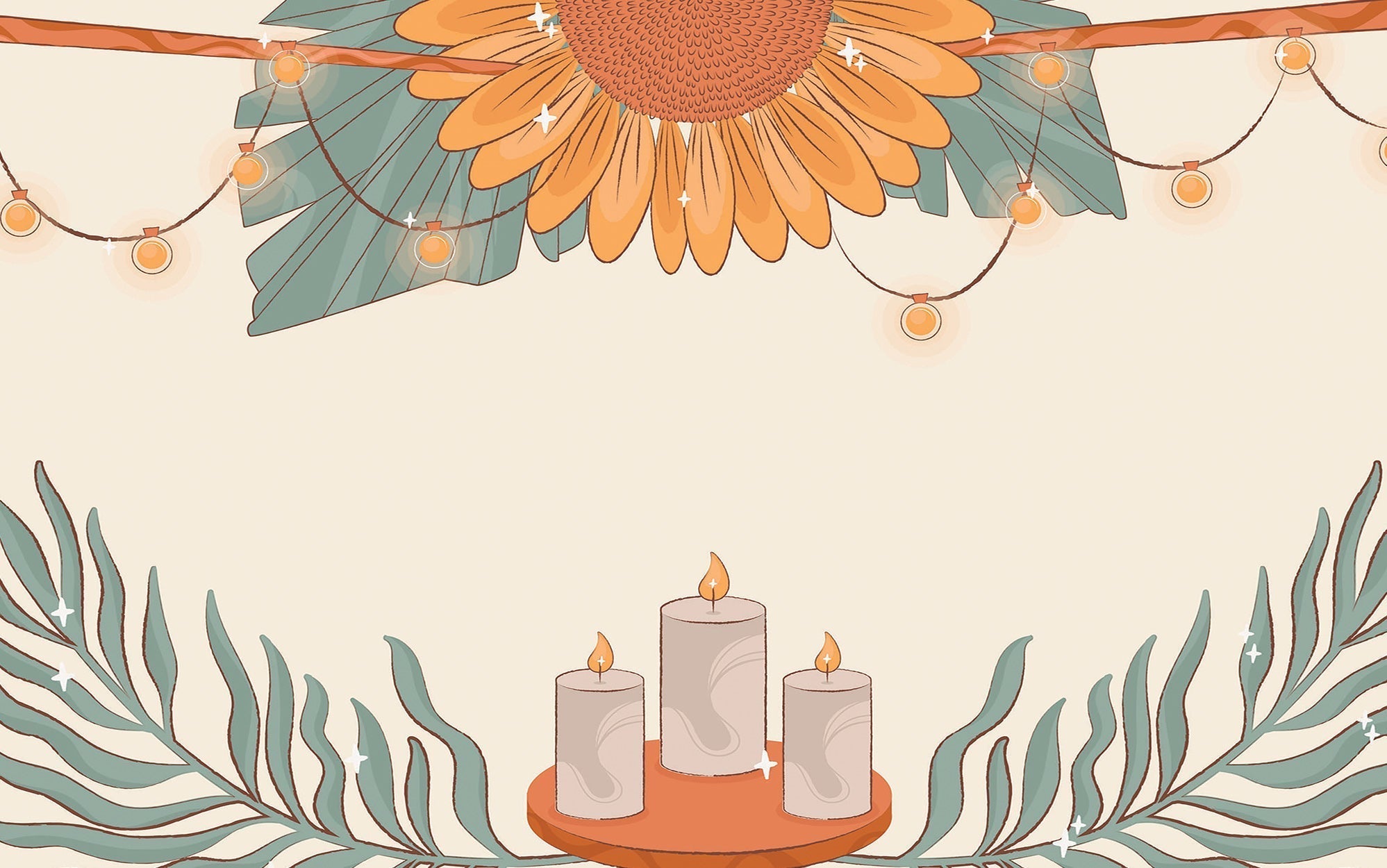 Premium Peel & Stick Wall Mural - Floral Candles Aesthetic