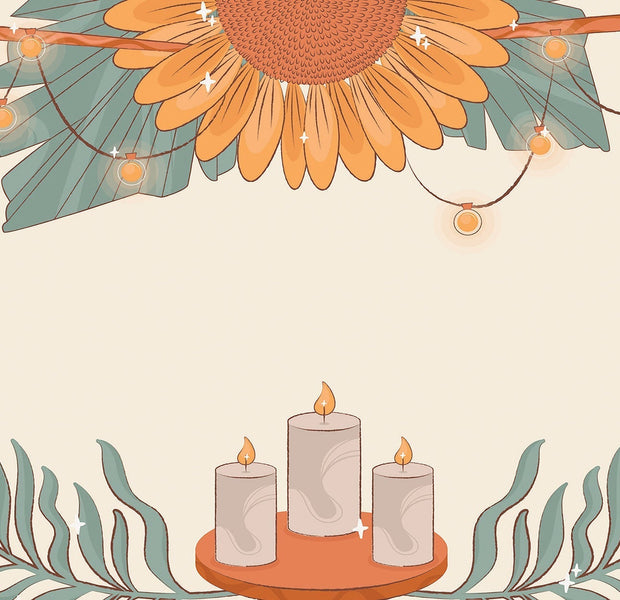 Premium Peel & Stick Wall Mural - Floral Candles Aesthetic