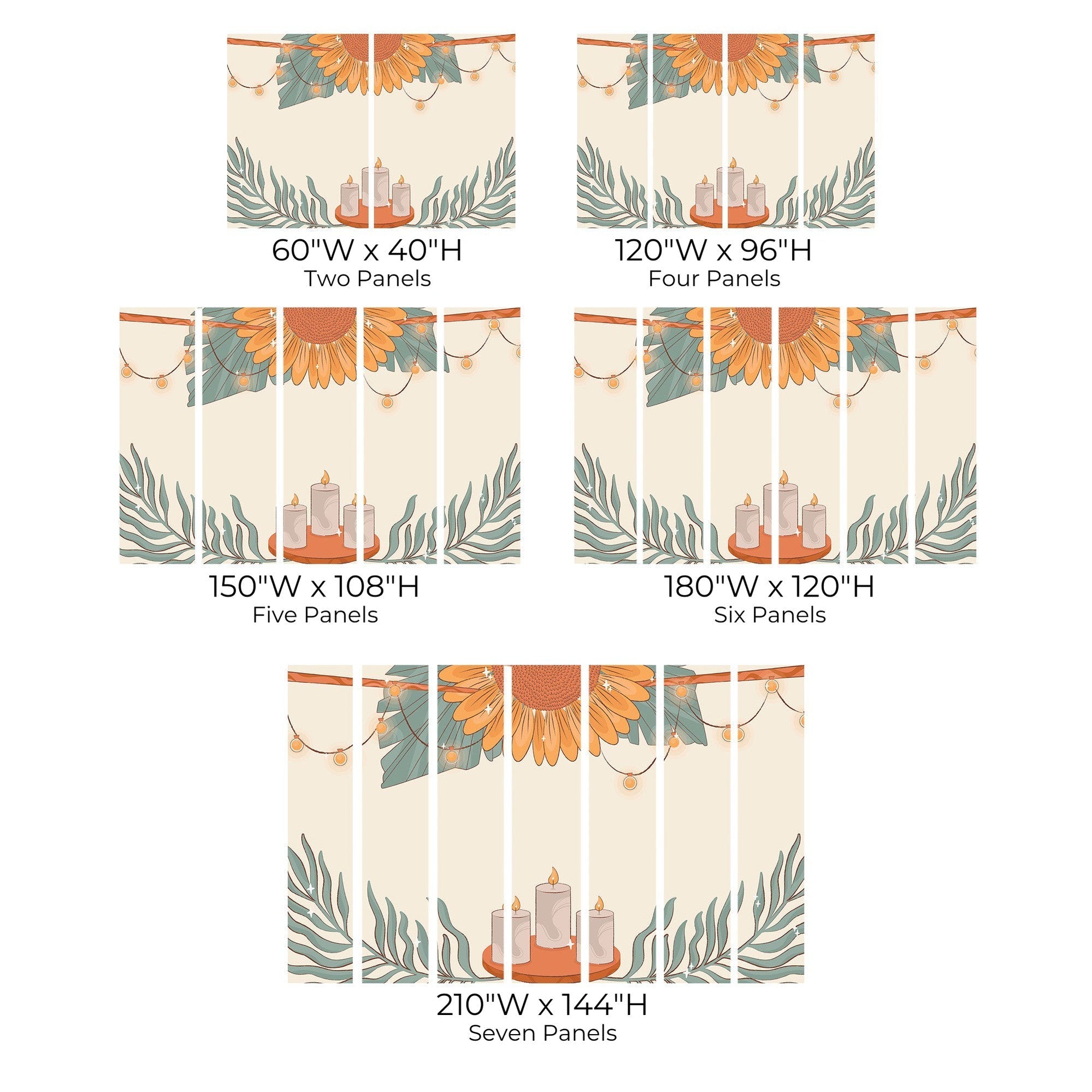 Premium Peel & Stick Wall Mural - Floral Candles Aesthetic