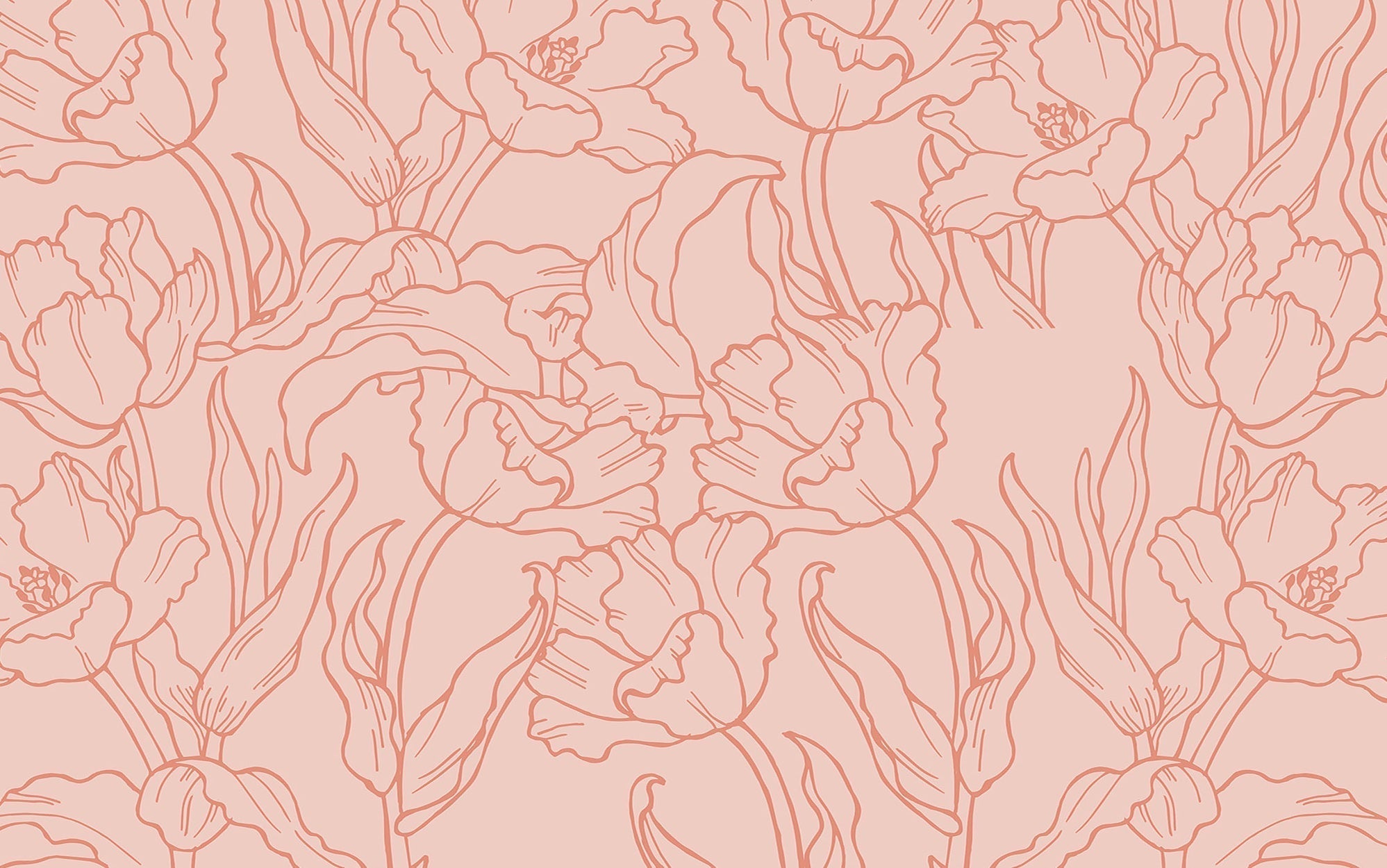 Premium Peel & Stick Wall Mural - Floral Line Art