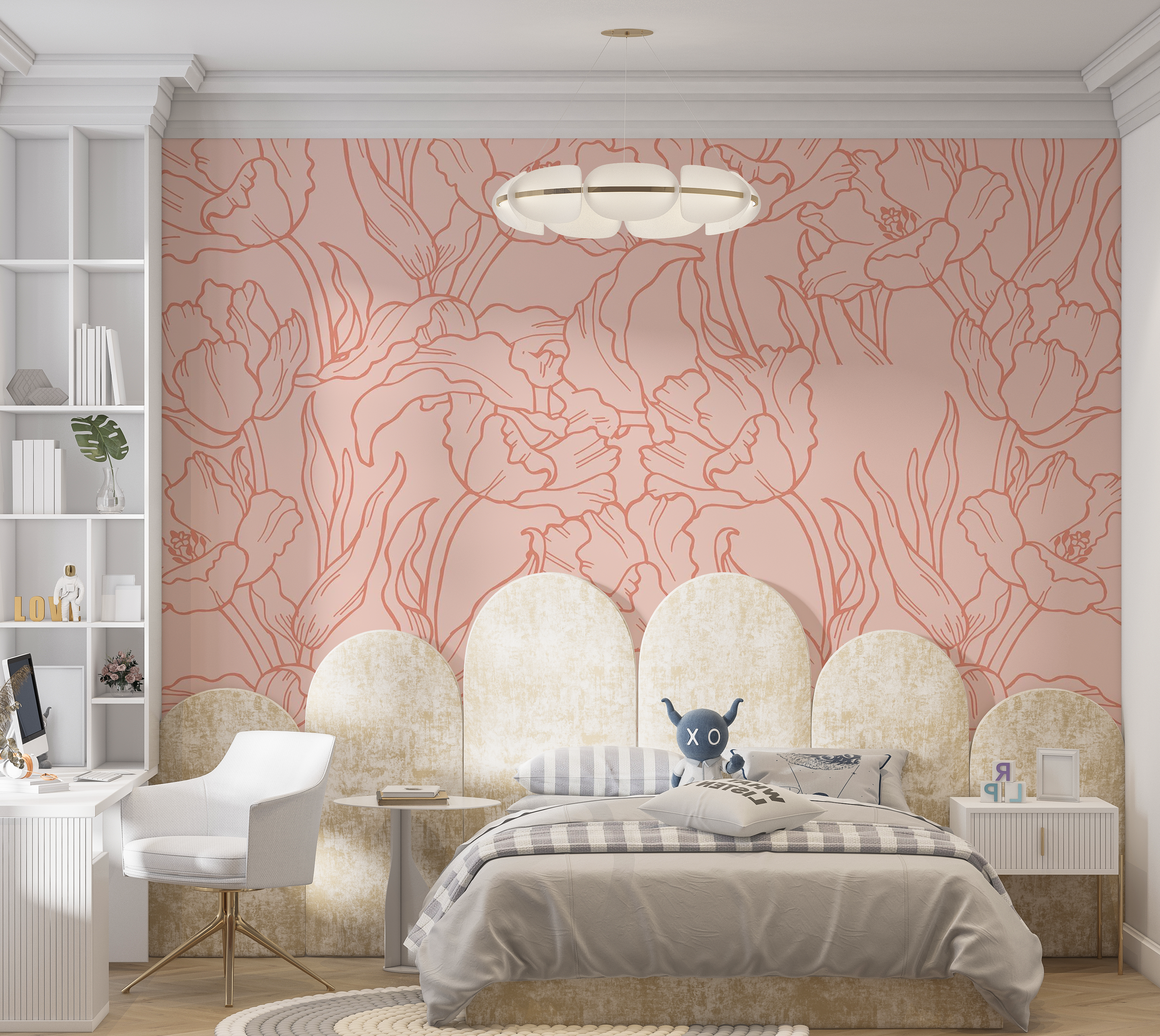 Premium Peel & Stick Wall Mural - Floral Line Art