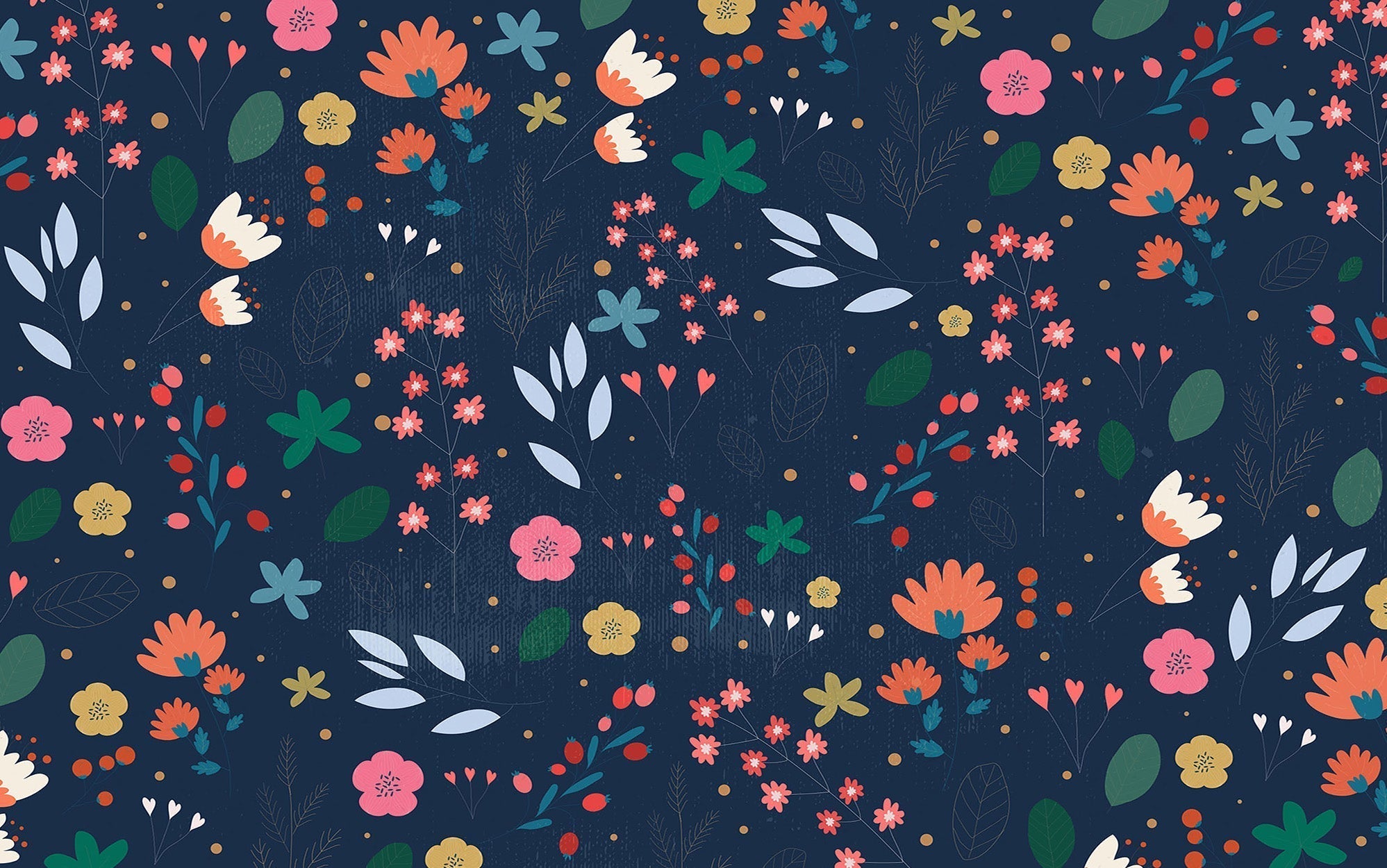 Premium Peel & Stick Wall Mural - Floral Pattern Dark