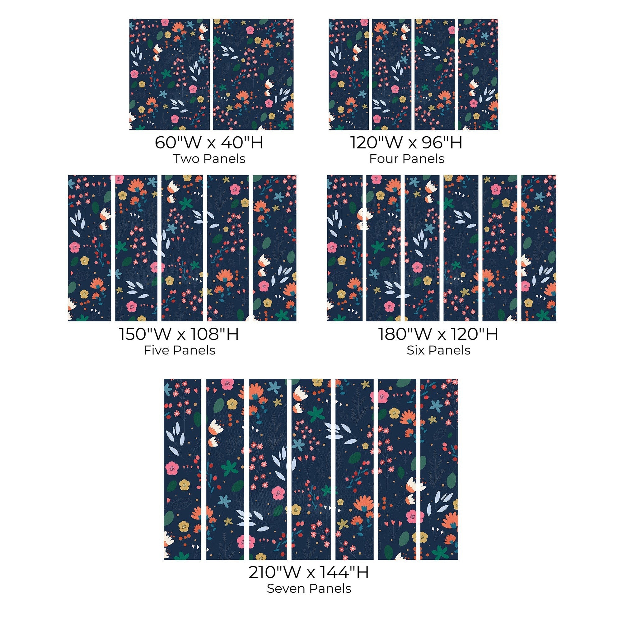 Premium Peel & Stick Wall Mural - Floral Pattern Dark