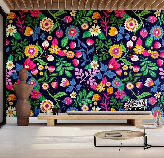 Premium Wallpaper Wall Mural - Floral Pattern Design 60"Wx40"H / Non-Woven Fleece