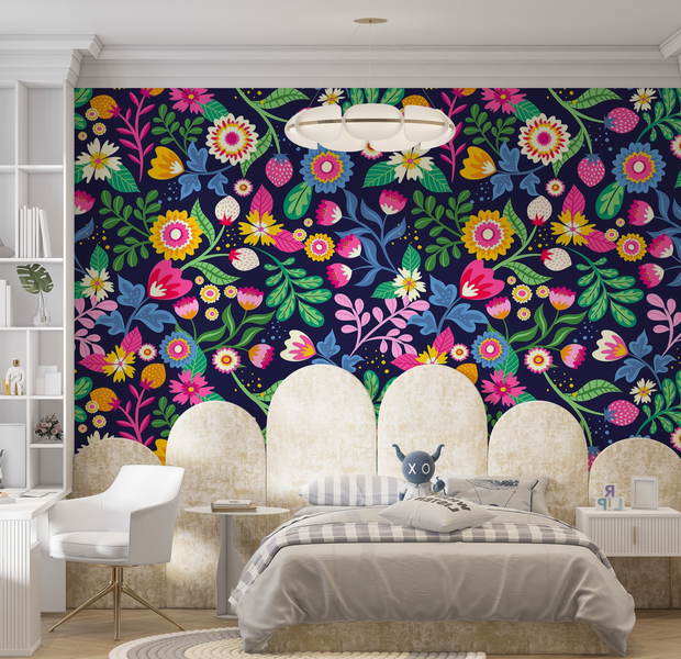 Premium Wallpaper Wall Mural - Floral Pattern Design 60"Wx40"H / Non-Woven Fleece