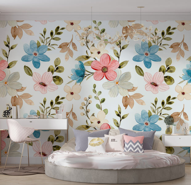 Premium Wallpaper Wall Mural - Floral Pattern 60"Wx40"H / Non-Woven Fleece