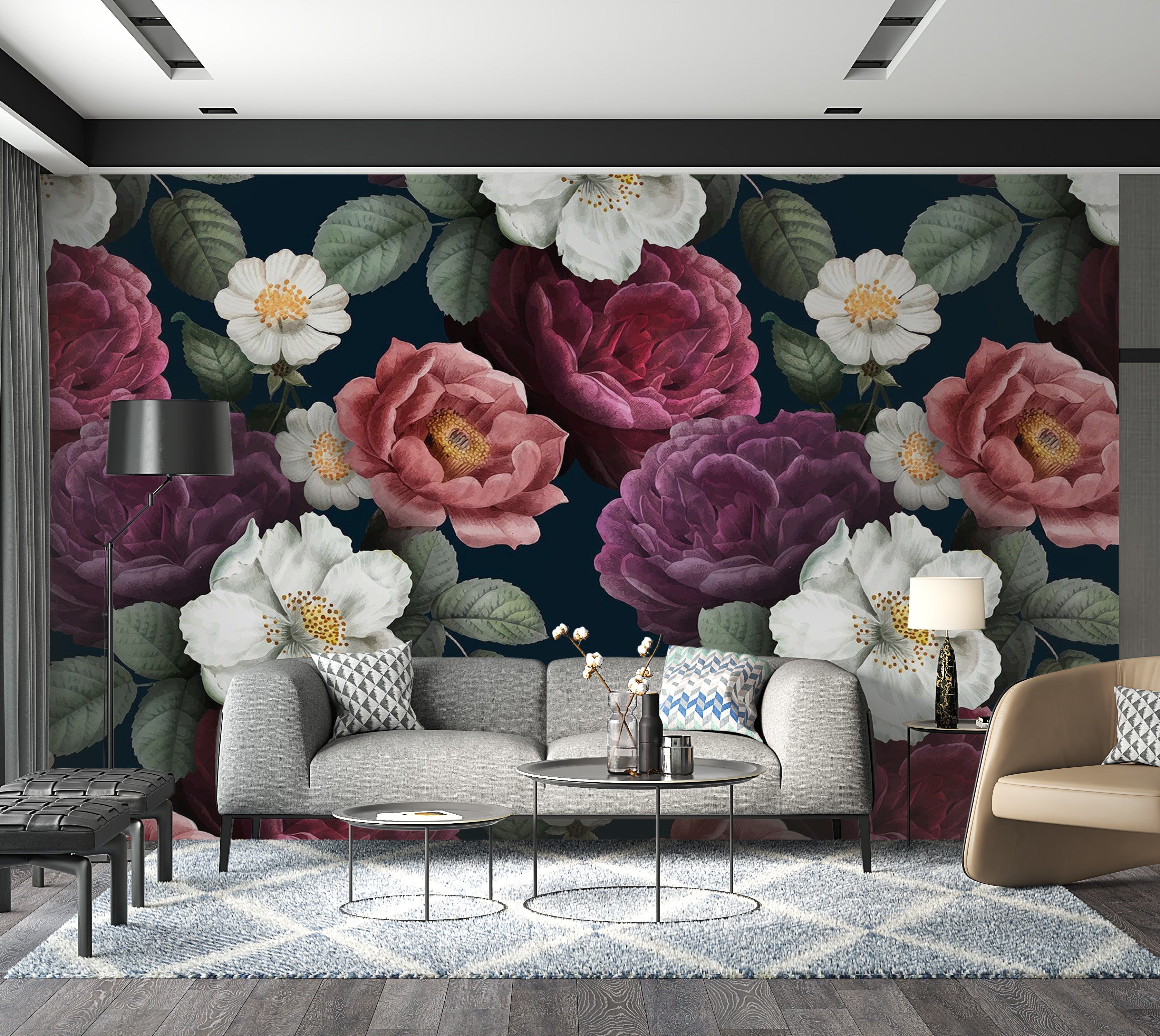 Premium Wallpaper Wall Mural - Floral Vintage 60"Wx40"H / Non-Woven Fleece