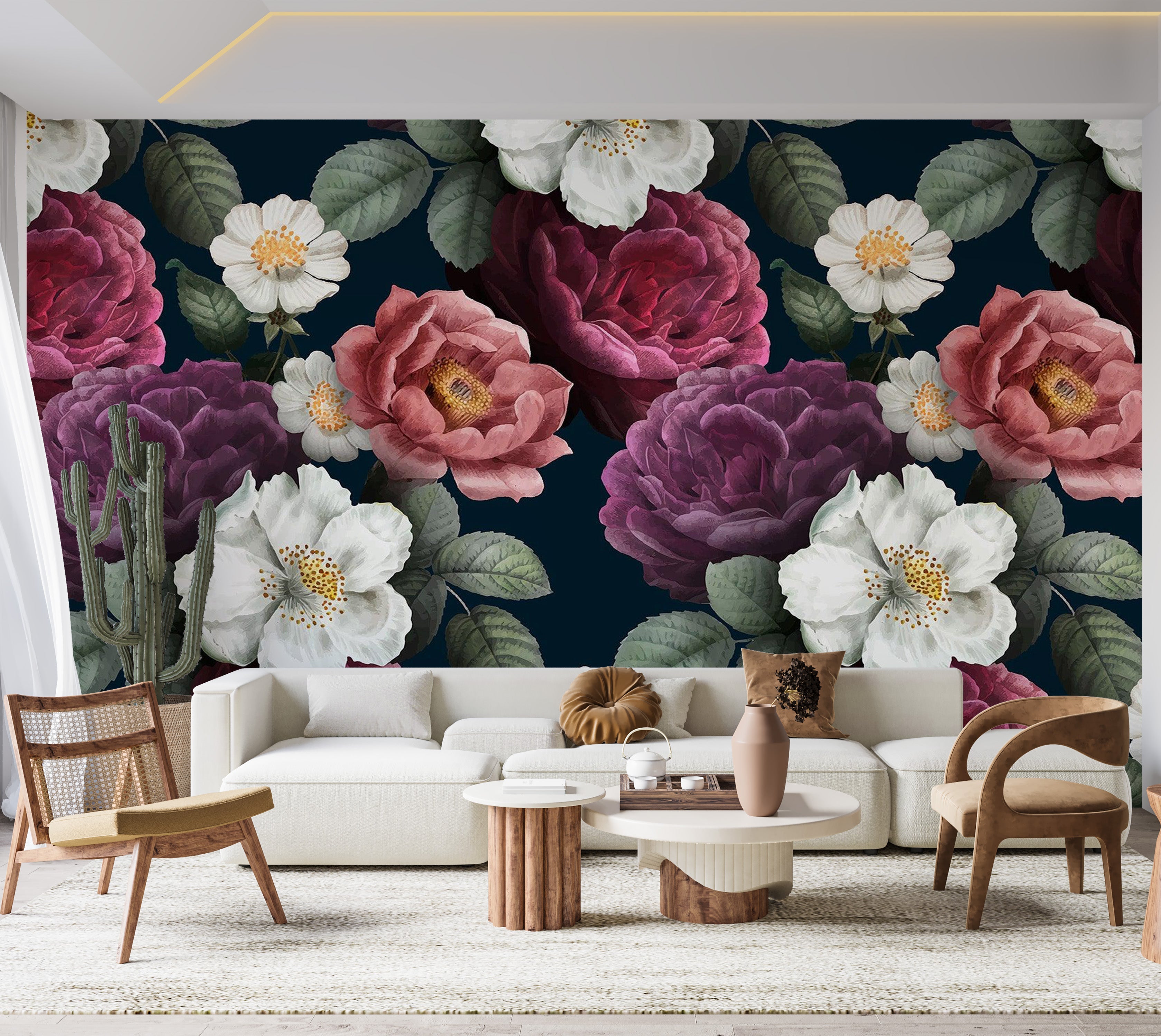 Premium Wallpaper Wall Mural - Floral Vintage 60"Wx40"H / Non-Woven Fleece