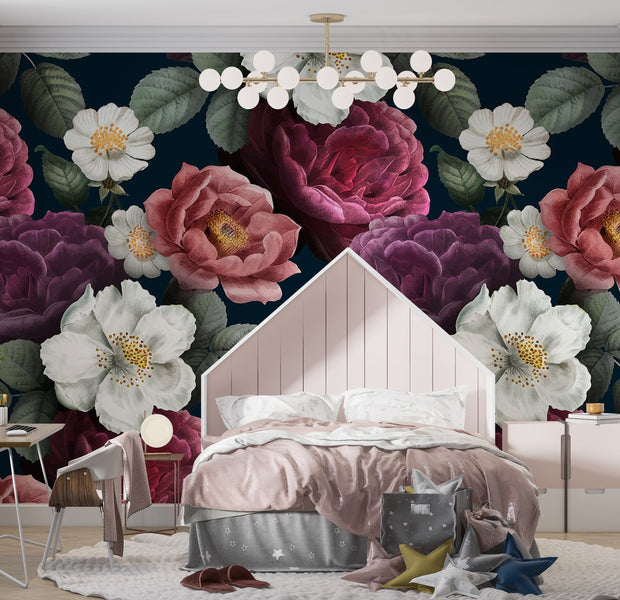 Premium Wallpaper Wall Mural - Floral Vintage 60"Wx40"H / Non-Woven Fleece