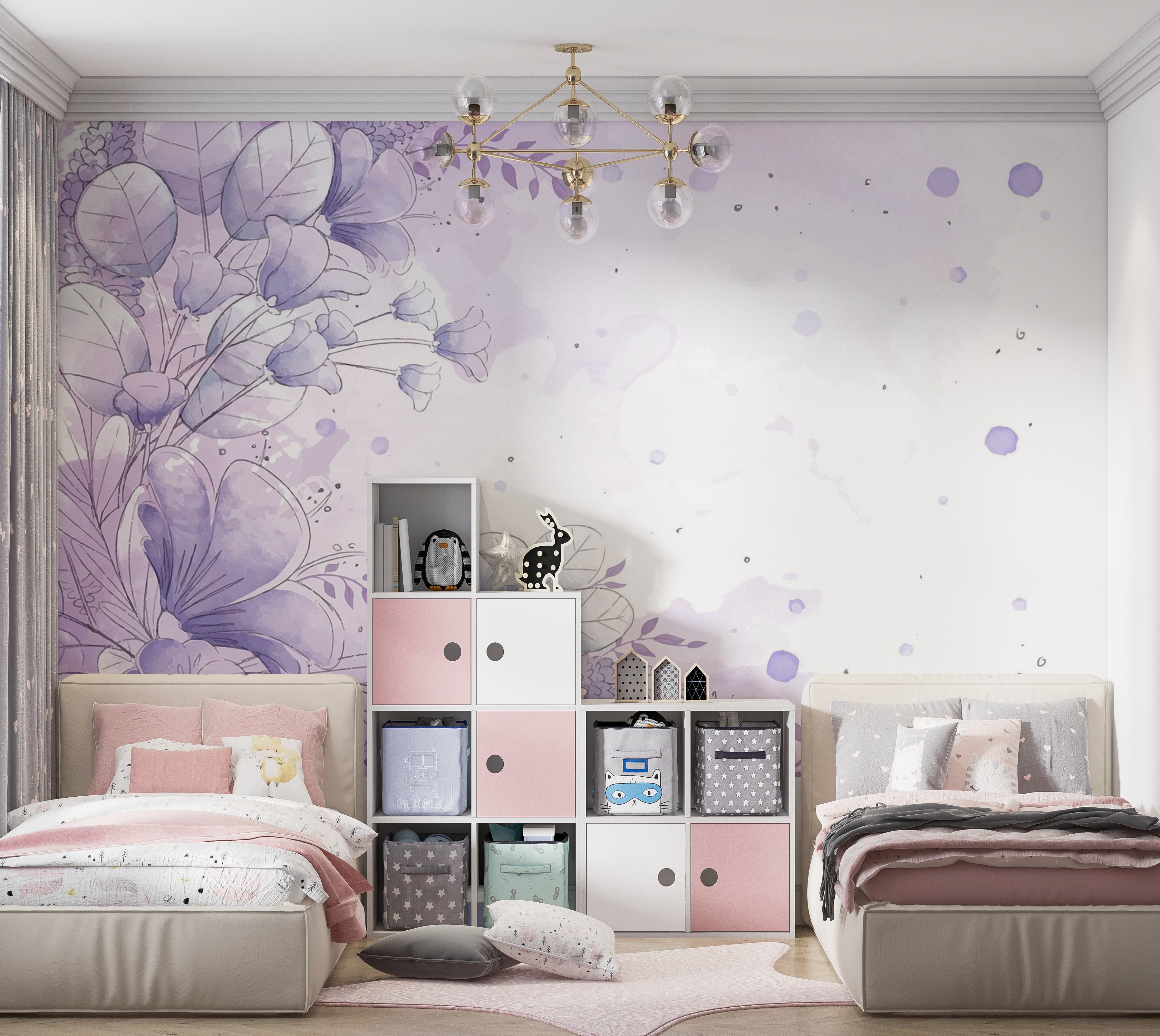 Premium Peel & Stick Wall Mural - Floral Watercolor Design