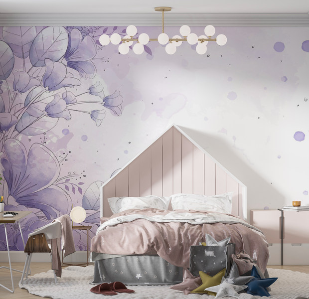 Premium Peel & Stick Wall Mural - Floral Watercolor Design