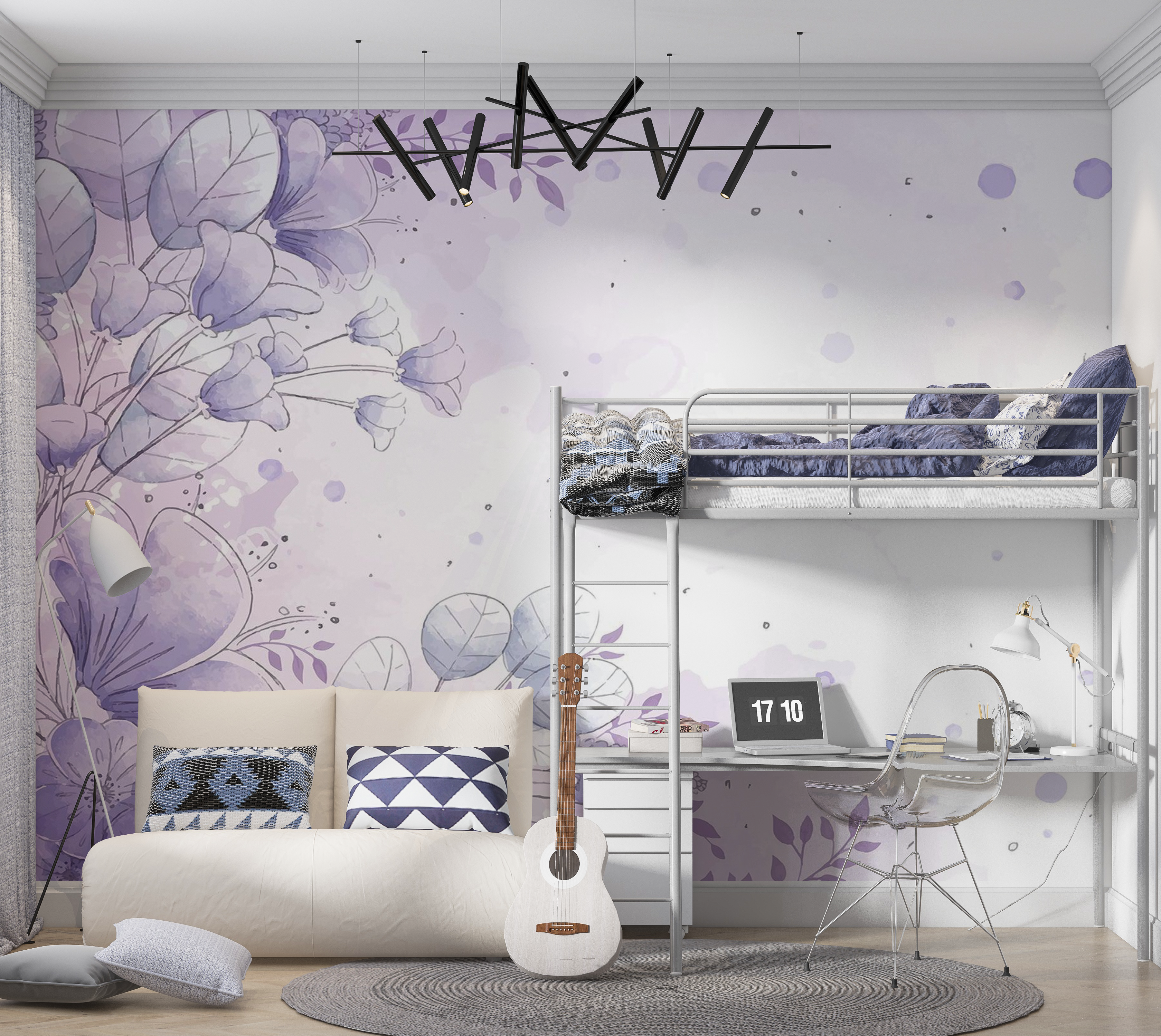 Premium Peel & Stick Wall Mural - Floral Watercolor Design