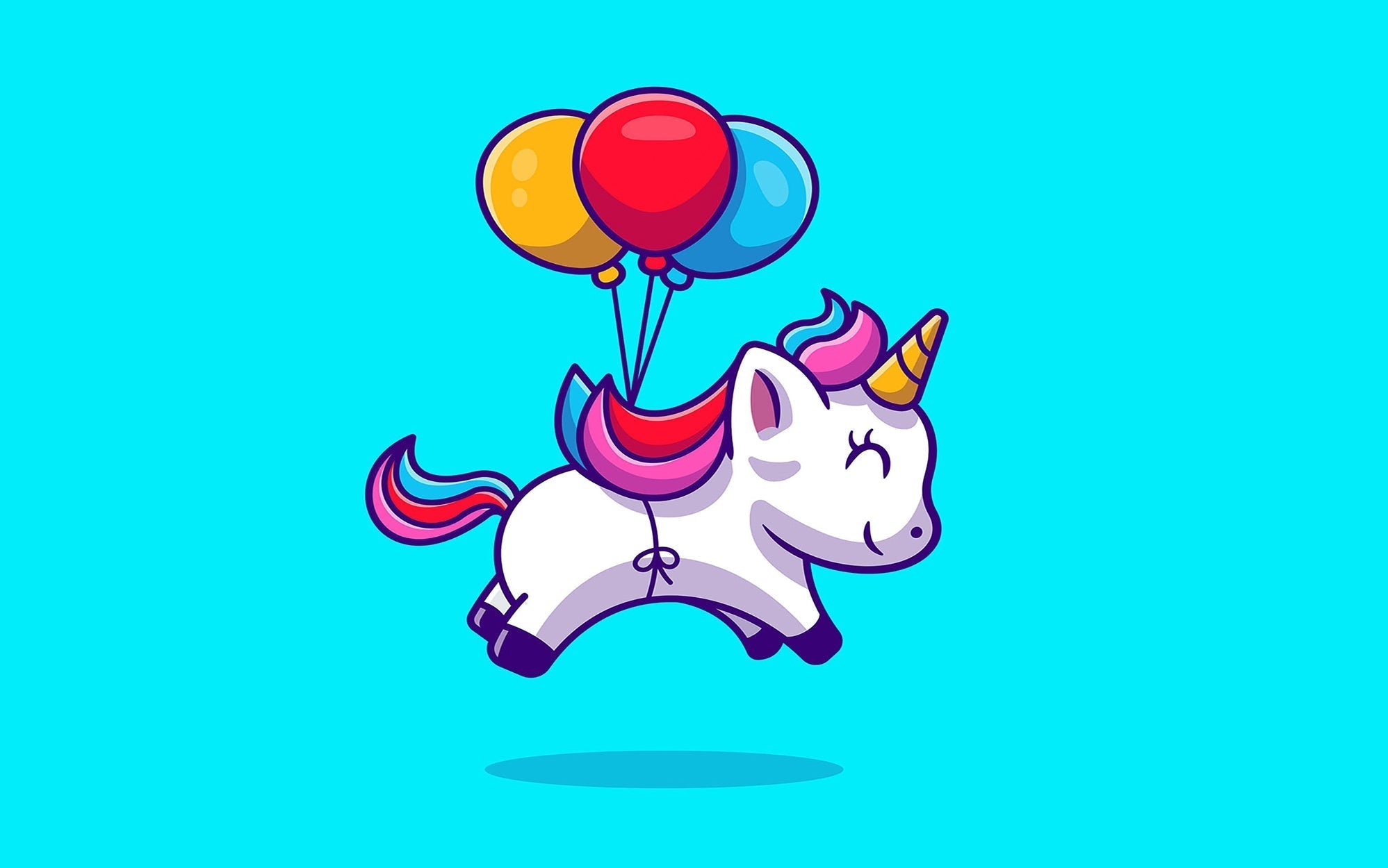 Premium Peel & Stick Wall Mural - Flying Unicorn Balloons