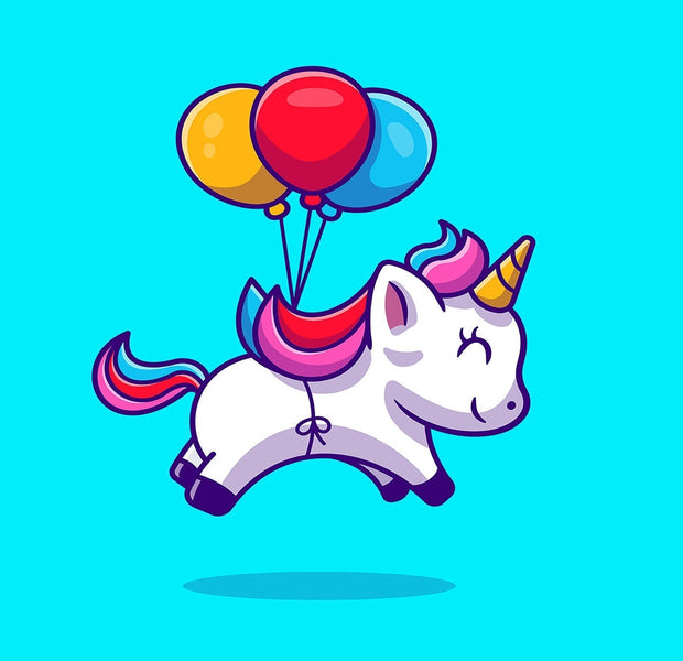 Premium Peel & Stick Wall Mural - Flying Unicorn Balloons