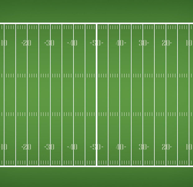 Wall mural of an American football field with yard lines and touchdown zones