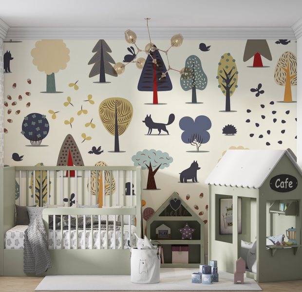 Premium Peel & Stick Wall Mural - Forest Pattern