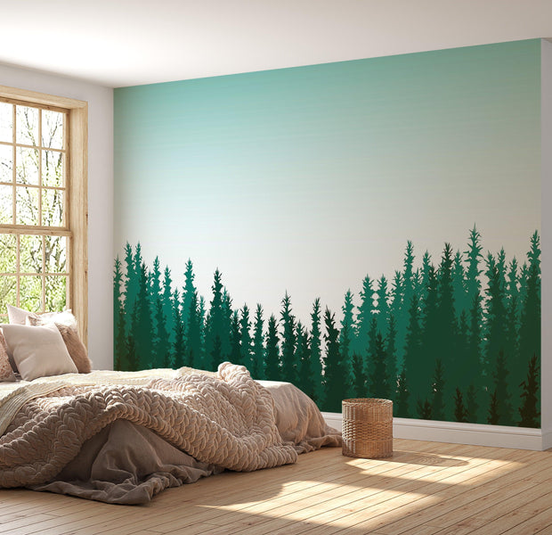 Premium Wallpaper Wall Mural - Forest Silhouette 60"Wx40"H / Non-Woven Fleece