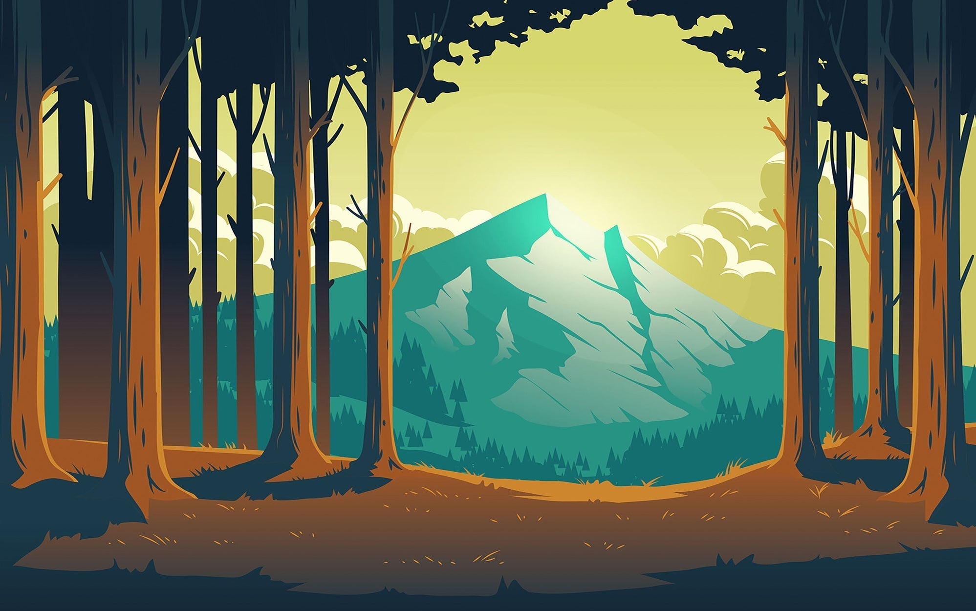 Premium Peel & Stick Wall Mural - Forest Sunset