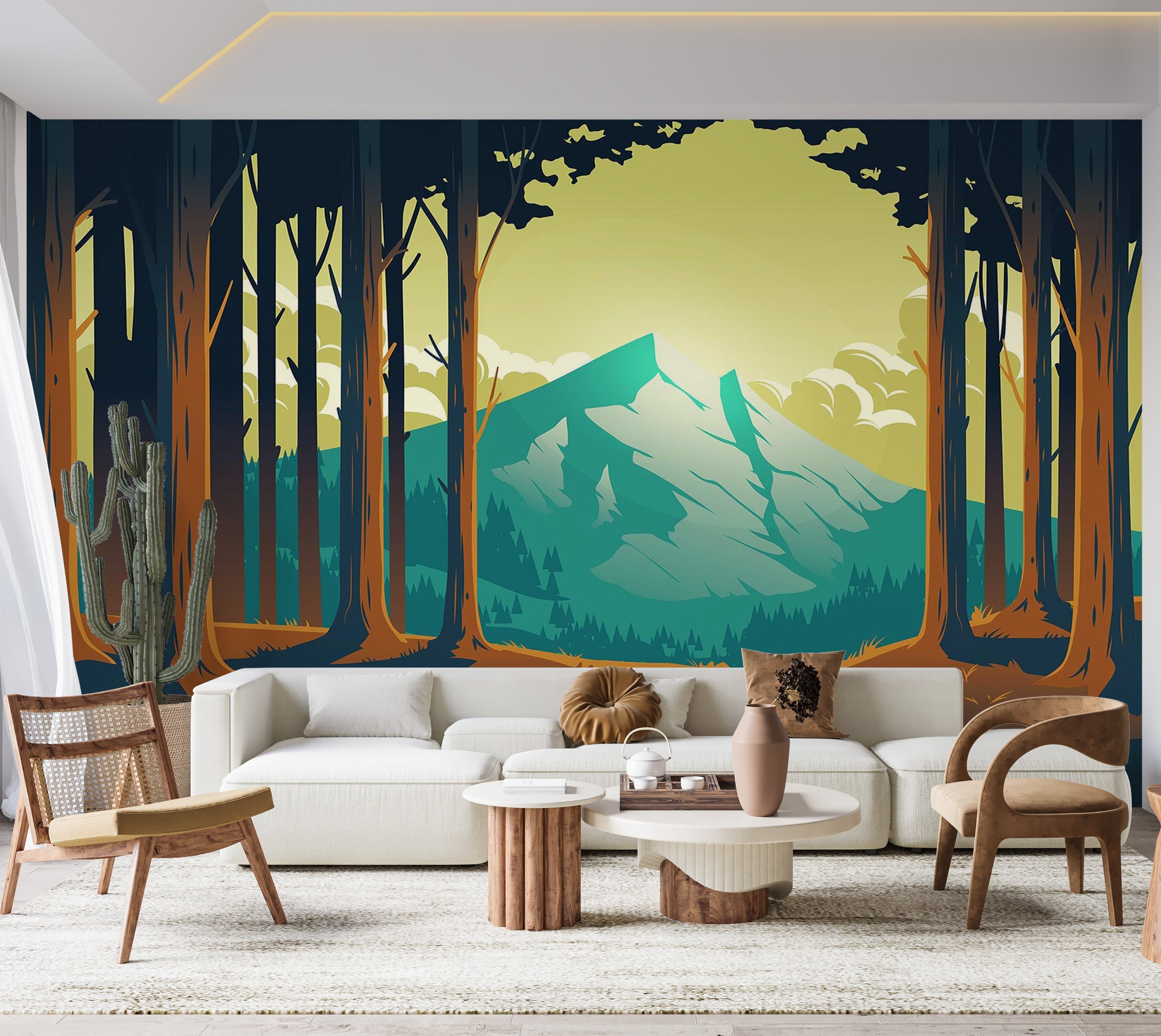 Premium Peel & Stick Wall Mural - Forest Sunset