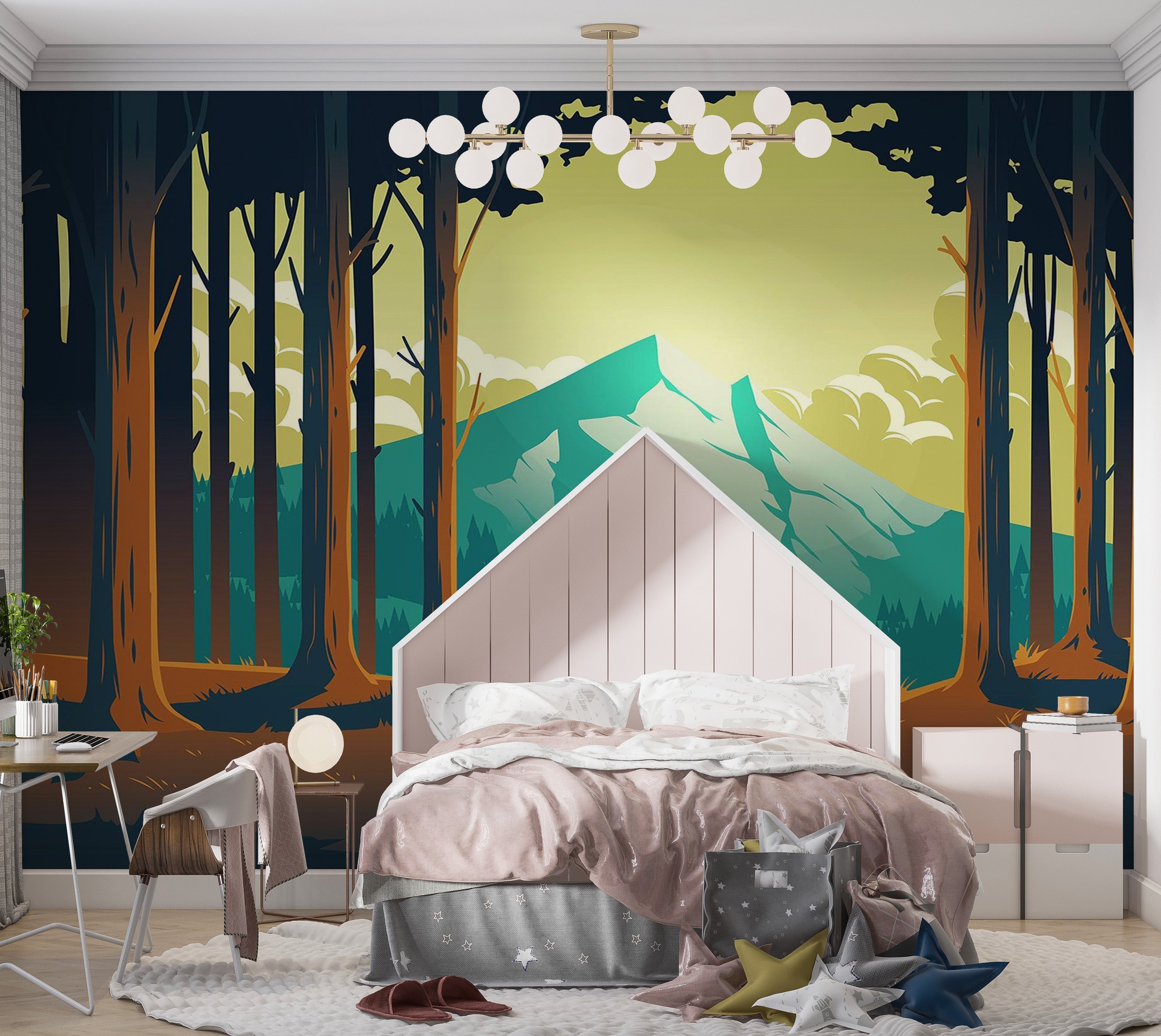 Premium Peel & Stick Wall Mural - Forest Sunset