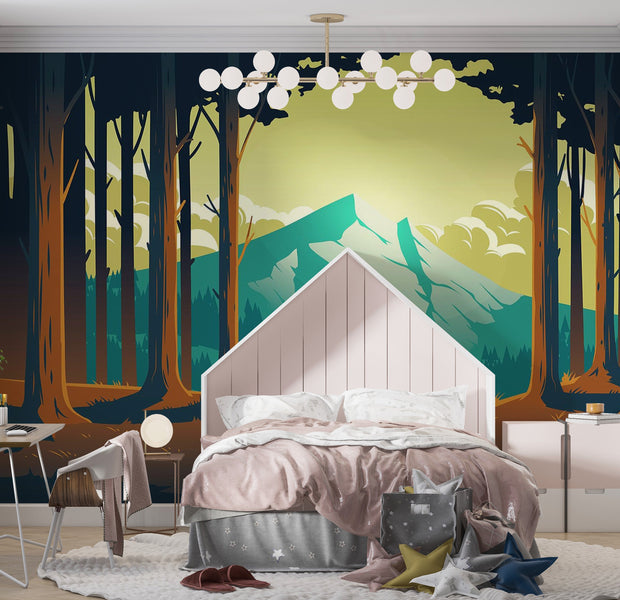 Premium Peel & Stick Wall Mural - Forest Sunset