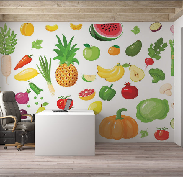 Premium Peel & Stick Wall Mural - Fruit and Vegetables
