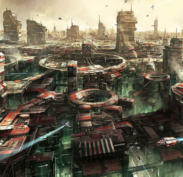 Premium Peel & Stick Wall Mural - Futuristic Cityscape