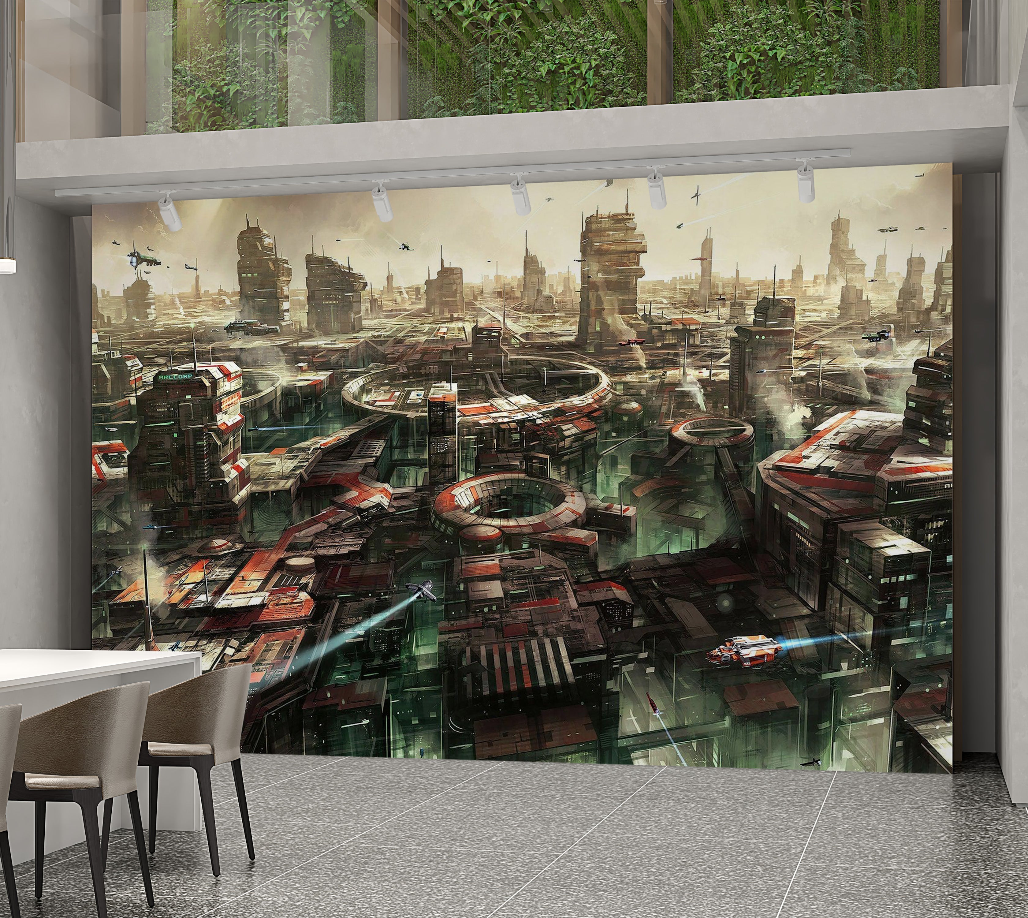 Premium Peel & Stick Wall Mural - Futuristic Cityscape