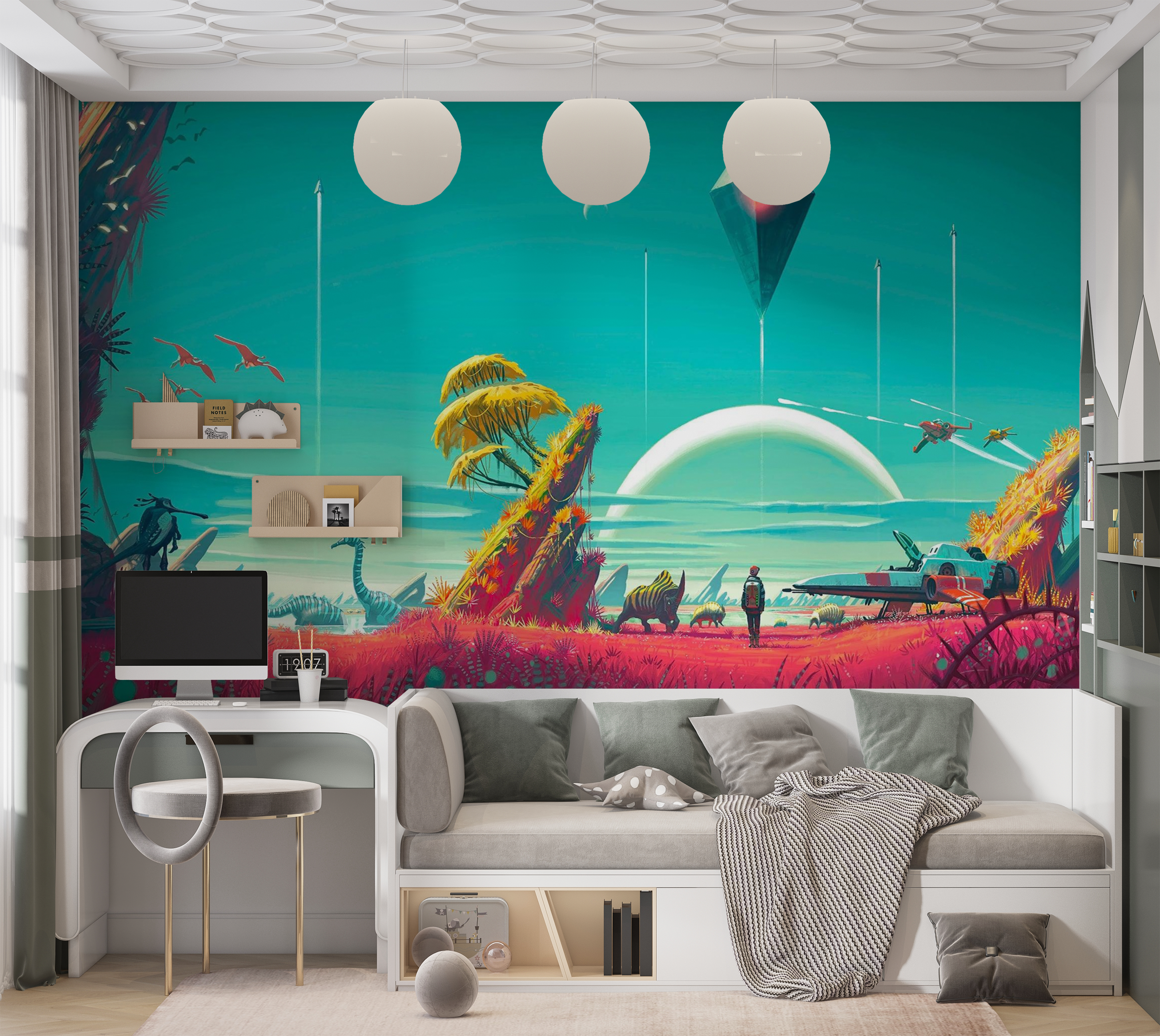 Premium Peel & Stick Wall Mural - Futuristic Landscape