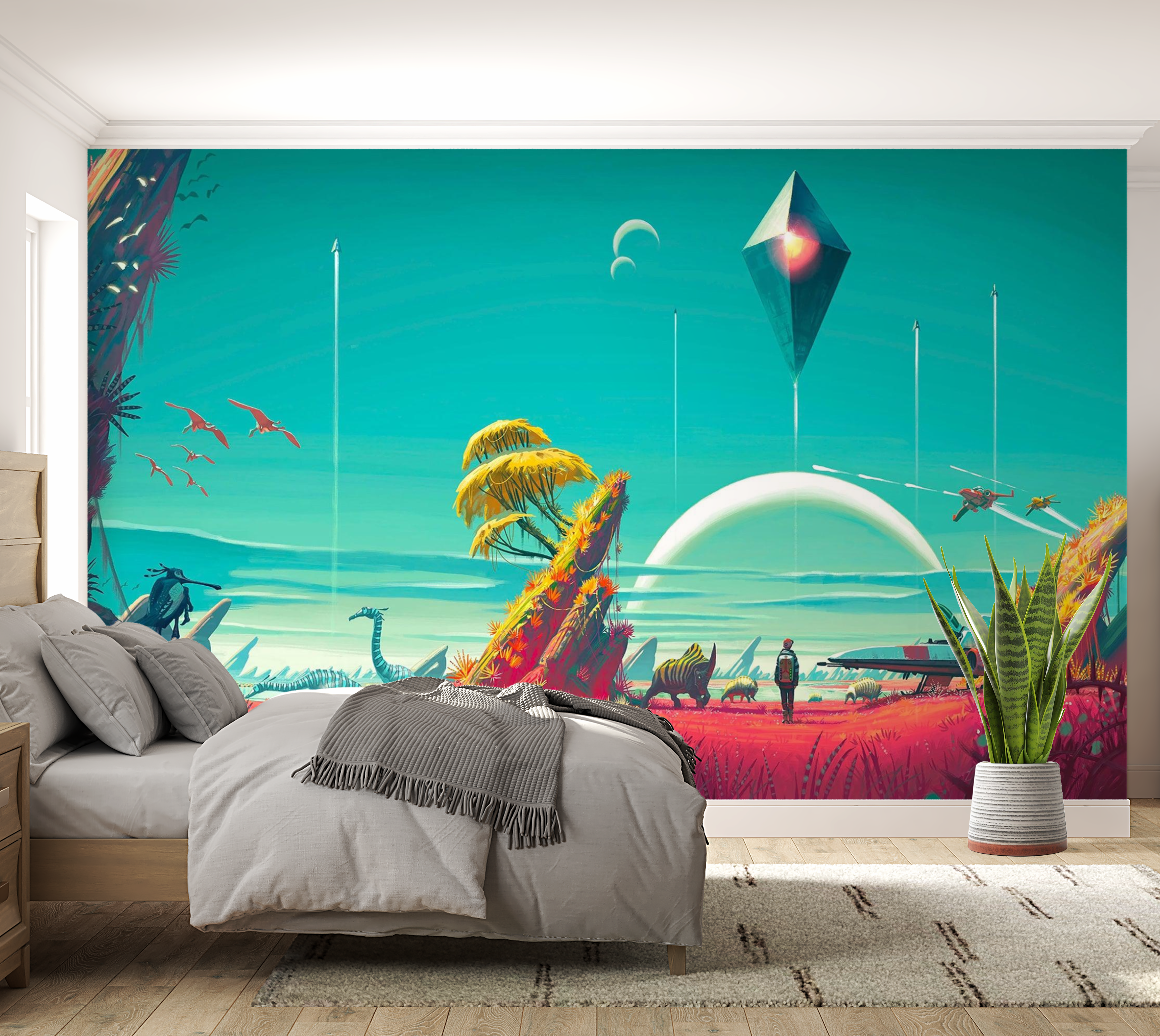 Premium Peel & Stick Wall Mural - Futuristic Landscape