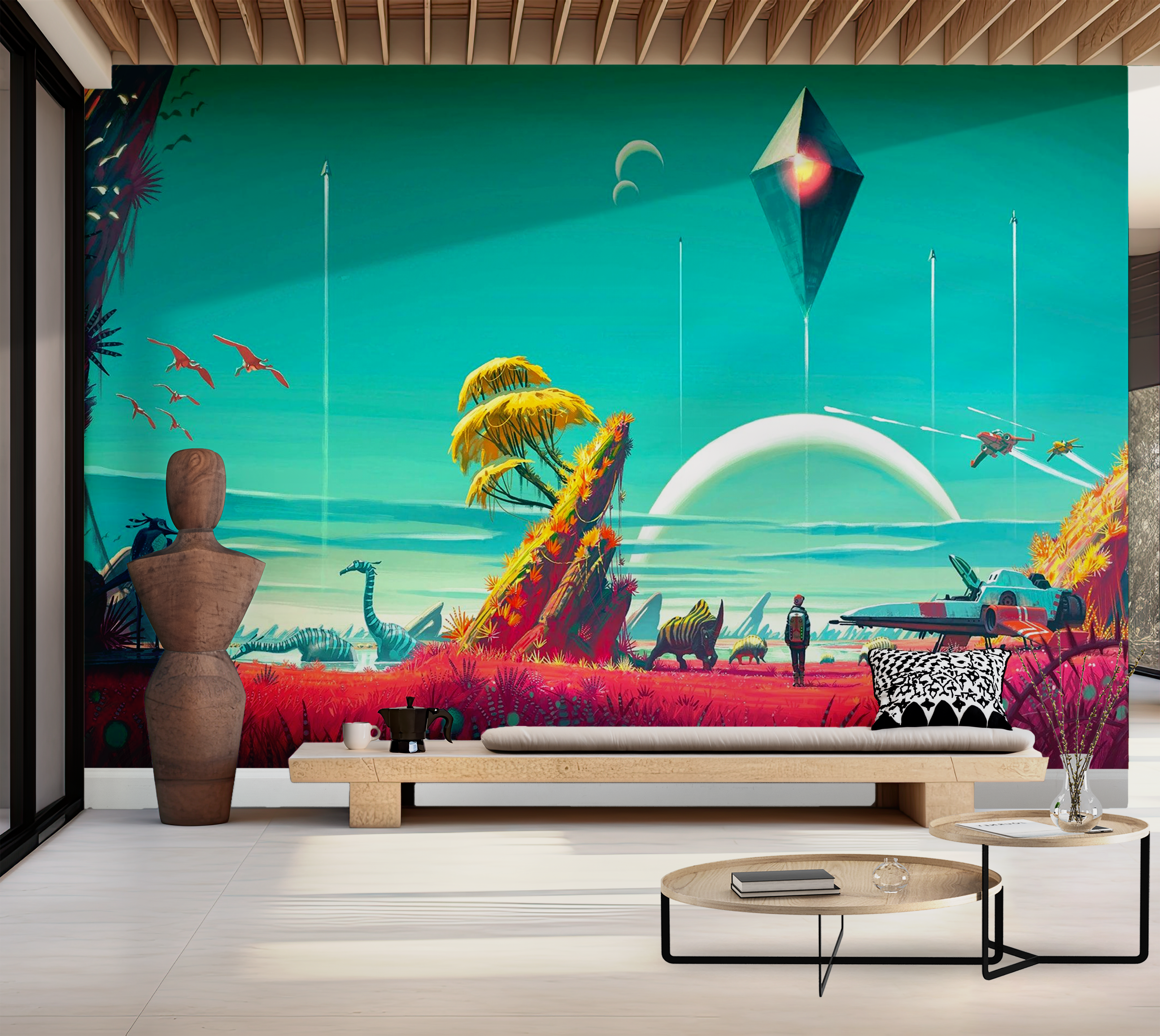 Premium Peel & Stick Wall Mural - Futuristic Landscape