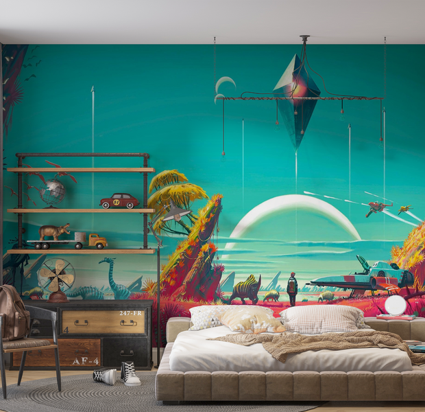Premium Wallpaper Wall Mural - Futuristic Landscape 60"Wx40"H / Non-Woven Fleece