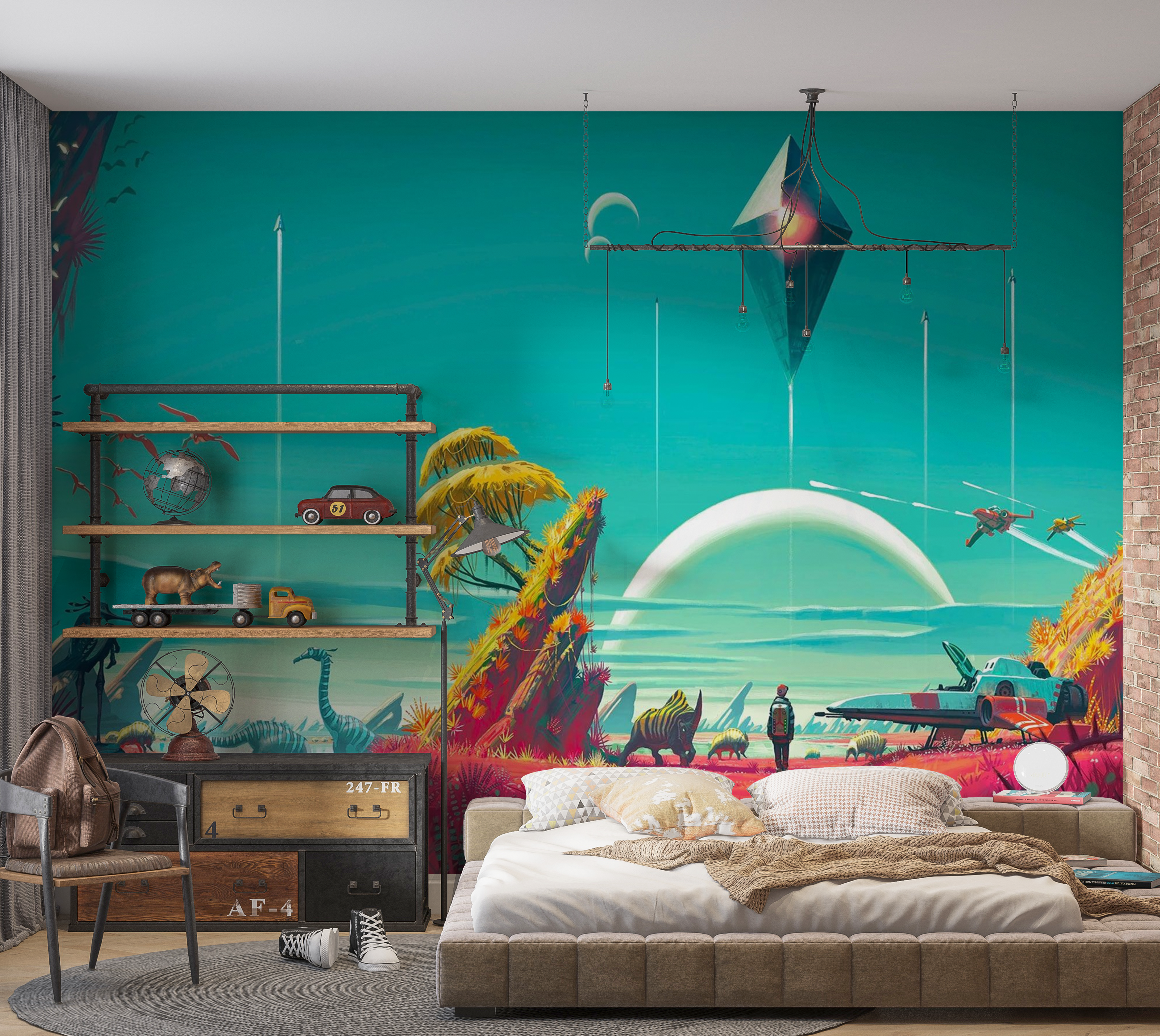 Premium Peel & Stick Wall Mural - Futuristic Landscape
